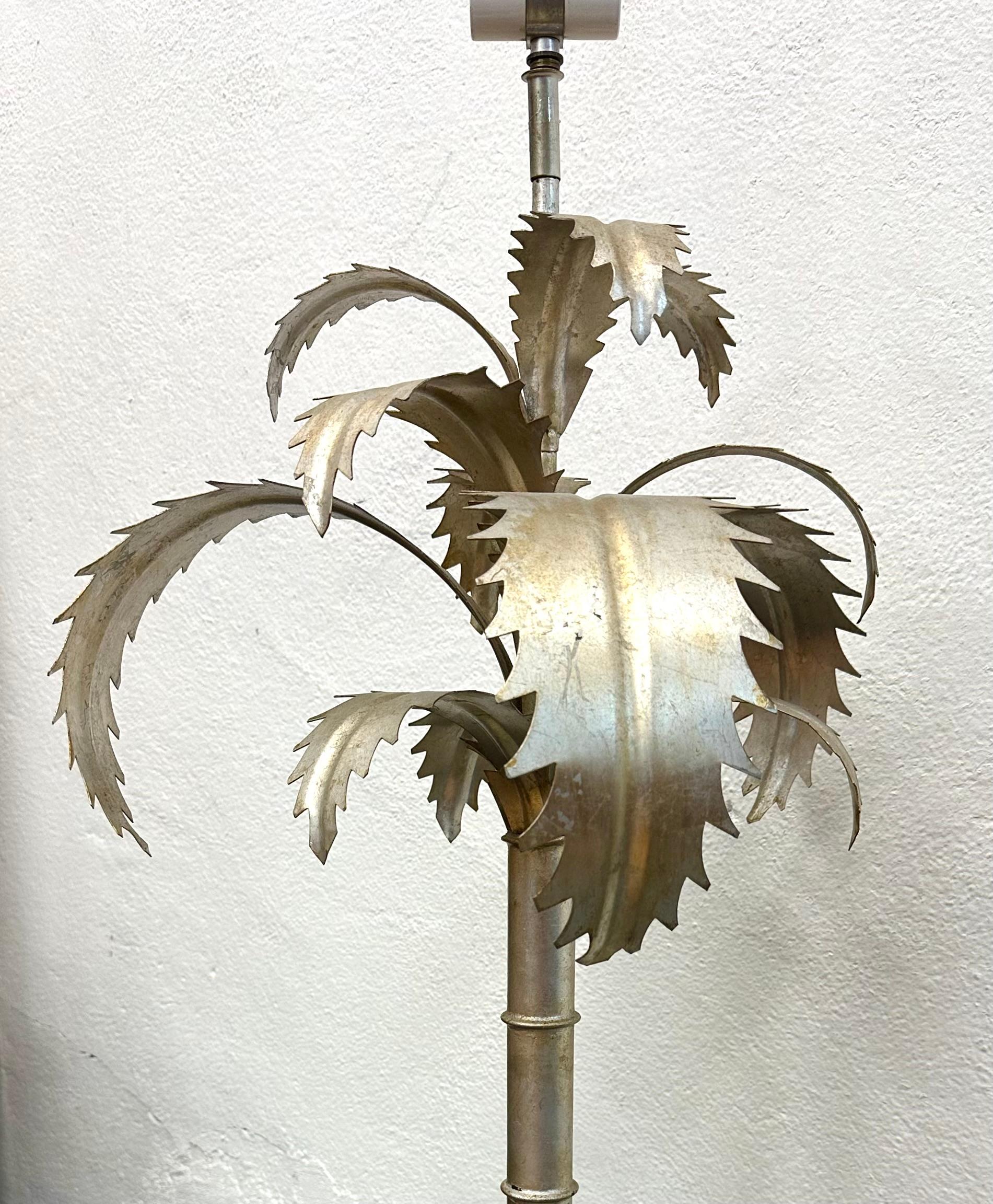 Large, glamorous 1940s silvered palm tree table or floor lamp. 