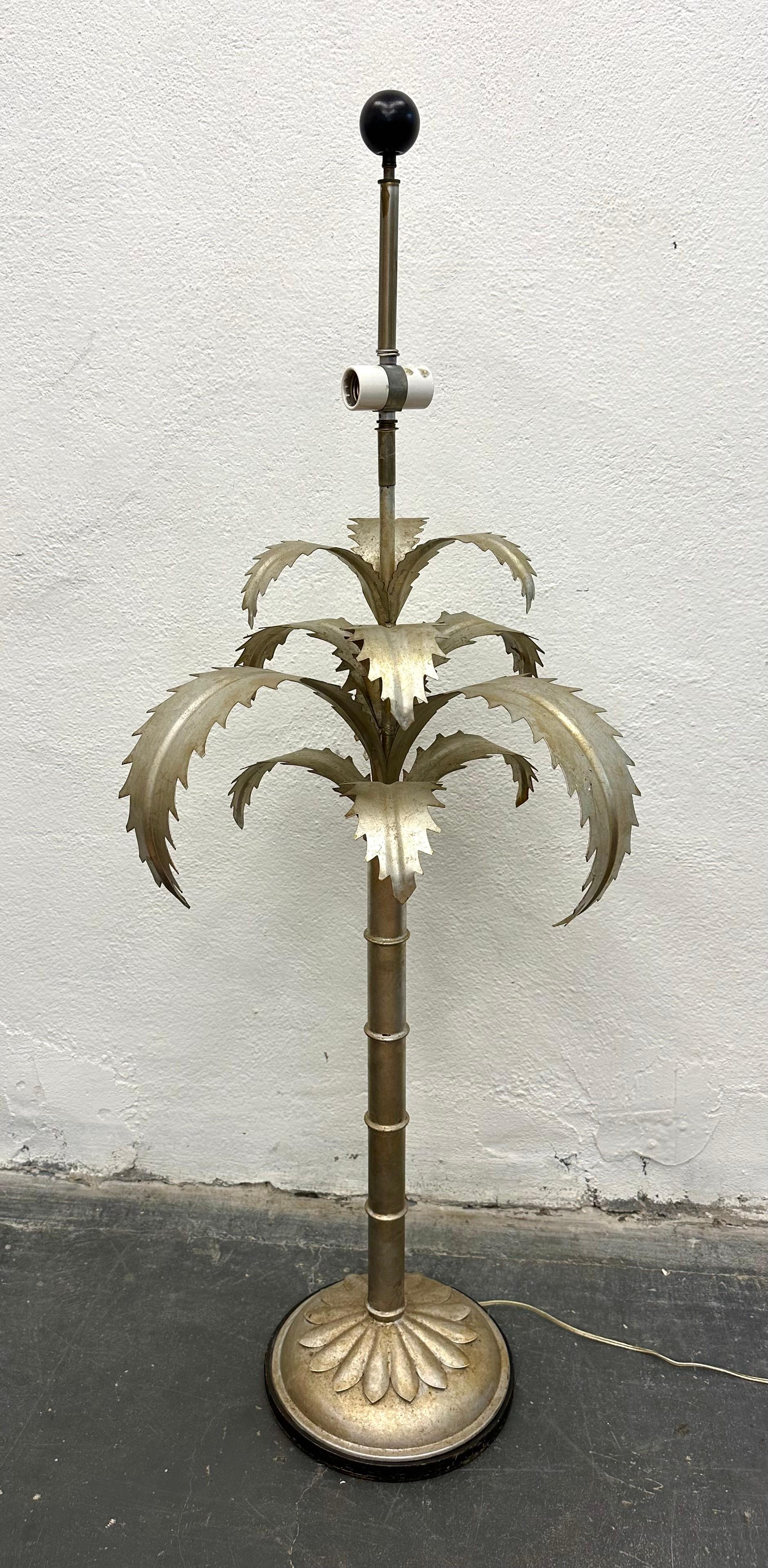 20th Century Oversized Silvered Palm Tree Tole Lamp For Sale