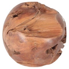 Oversized Solid Wood Sphere/Ball Stool Sculpture, 21st century.