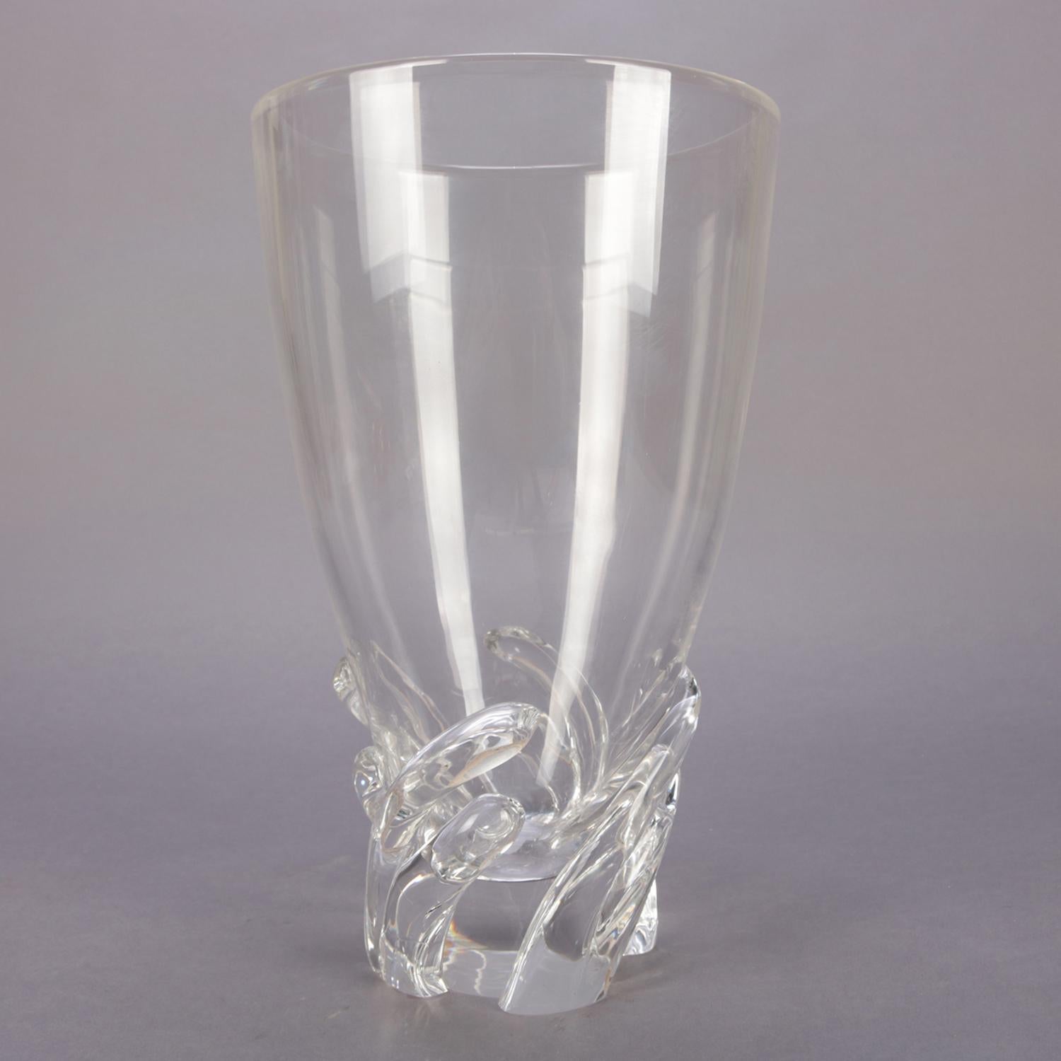 Hand-Crafted Oversized Steuben Crystal Phoenix Vase #8036, Signed, 20th Century
