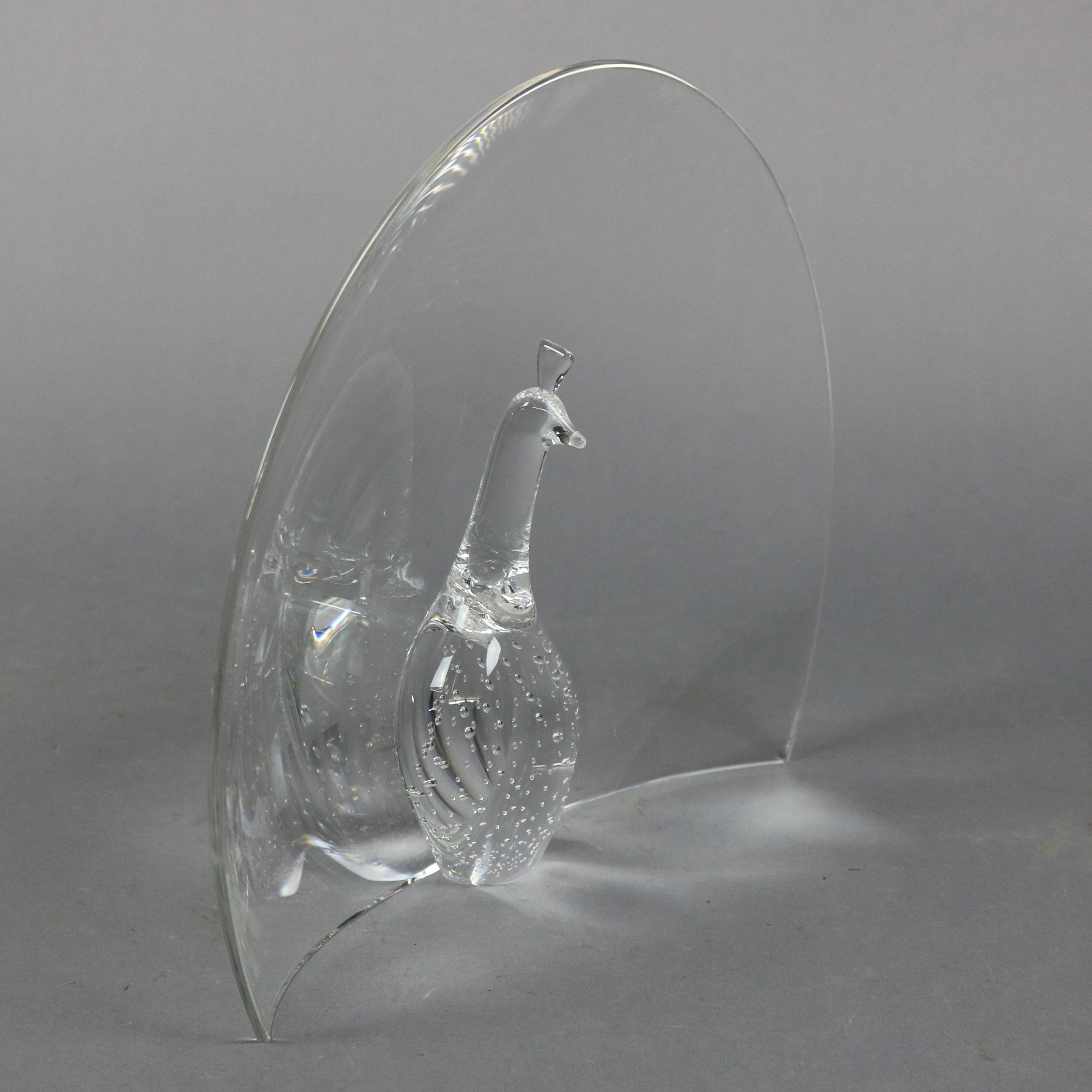 20th Century Oversized Steuben Crystal Sculpture of Peacock by Bernard X. Wolff