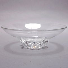 Oversized Steuben Glass Works Crystal Low Center Bowl, Signed, 20th Century