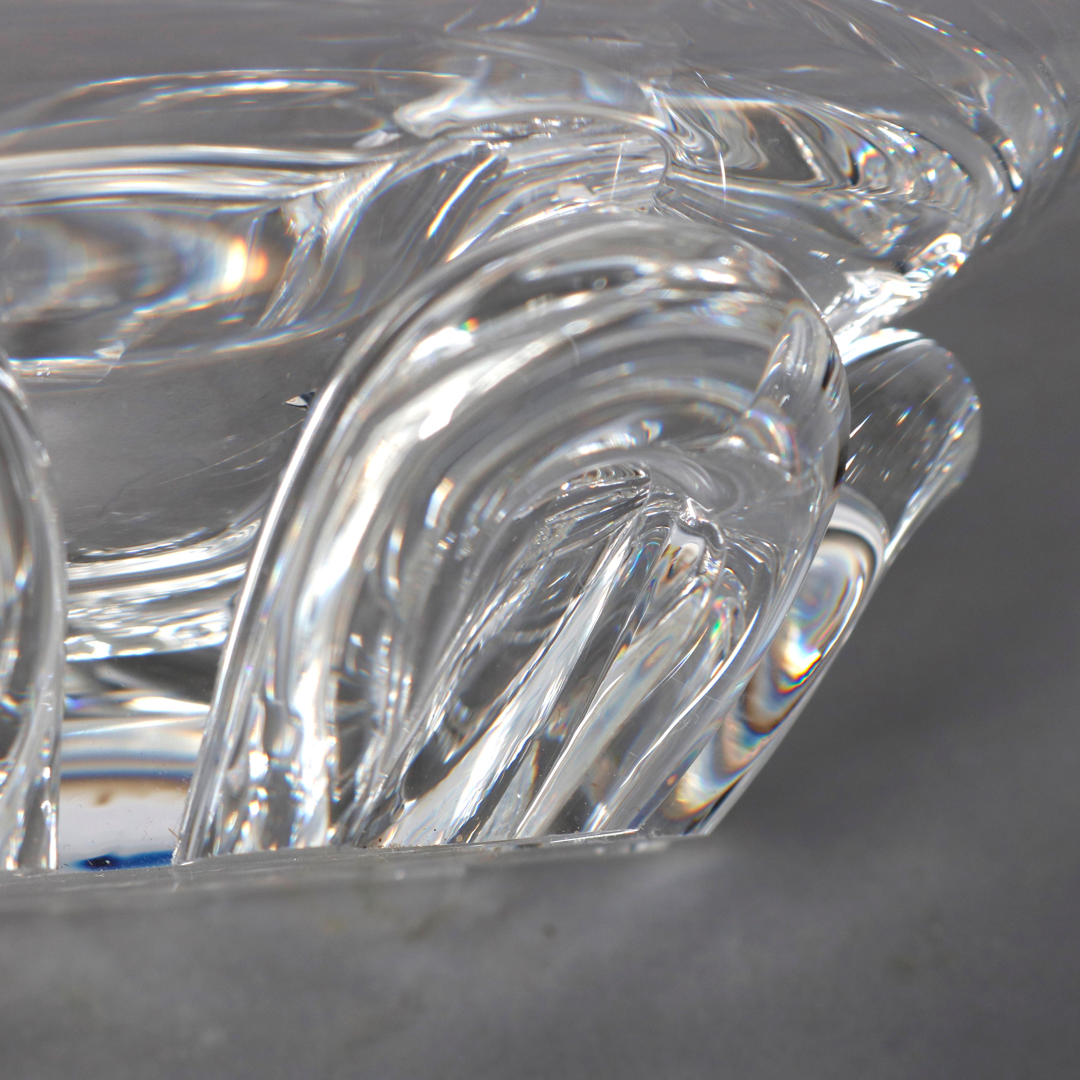 American Oversized Steuben Glass Works Crystal Low Center Bowl, Signed, 20th Century