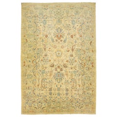 Tappeto in lana moderna Sultanabad Rugs oversize di colore beige con disegno a trifoglio