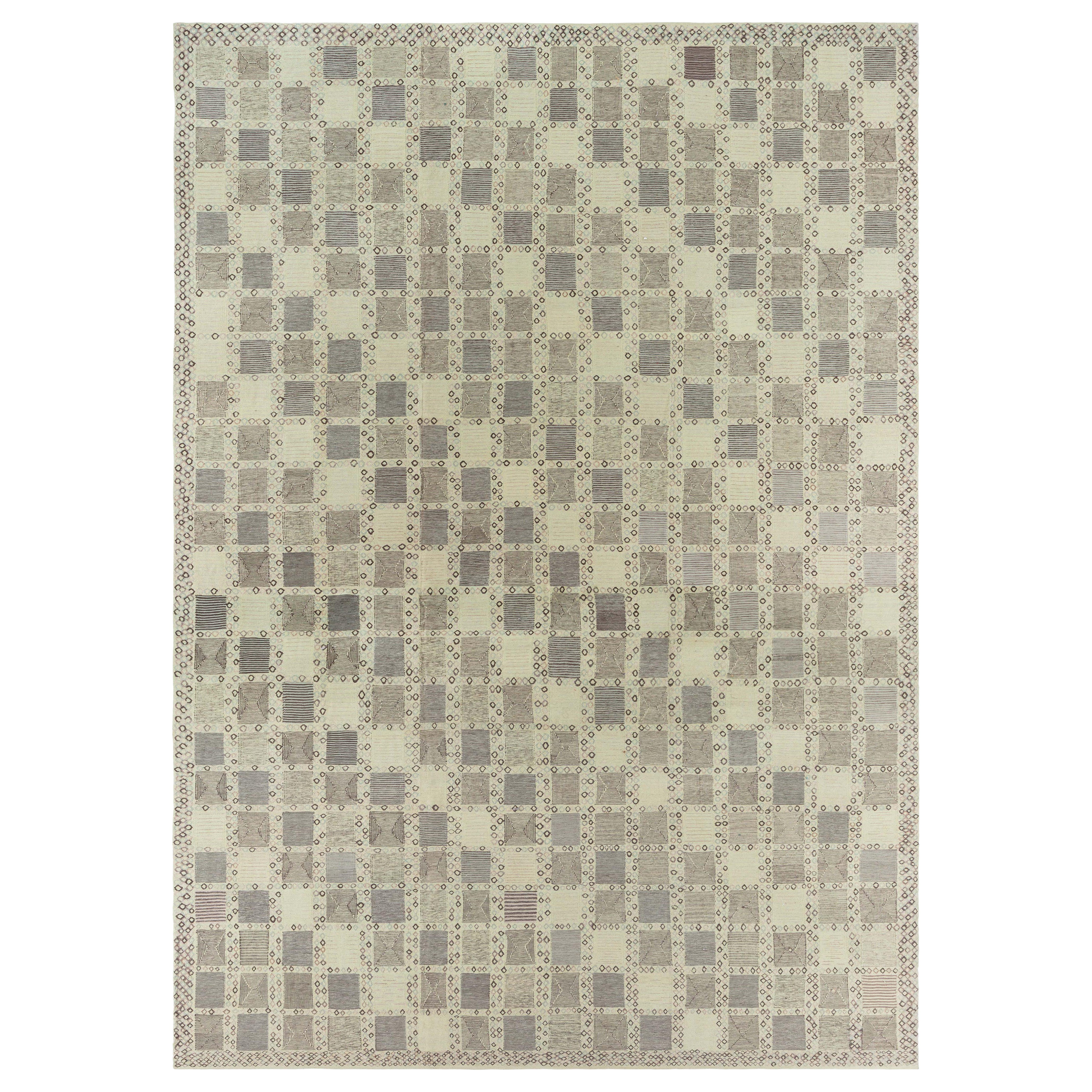 Tappeto oversize a trama piatta di design svedese in lana naturale di Doris Leslie Blau in vendita