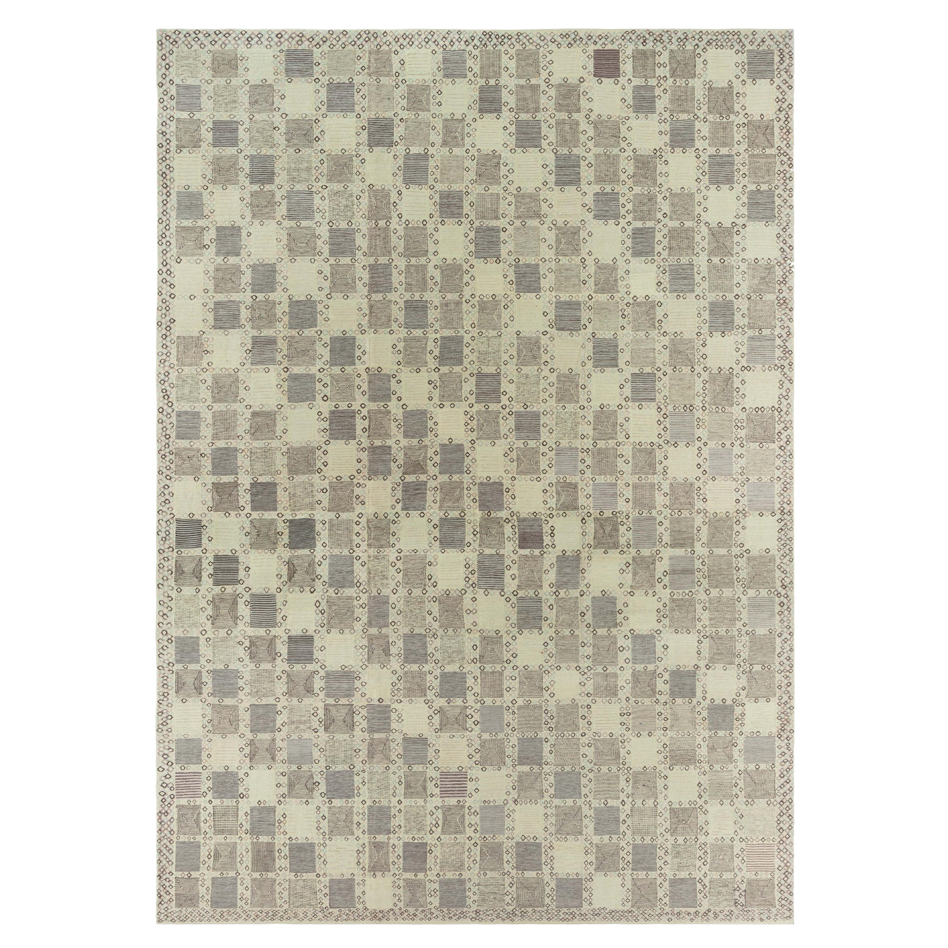 Oversized Swedish Design Flat-Weave Rug in Natural Wool by Doris Leslie Blau For Sale