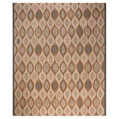 Tapis surdimensionné en laine d'inspiration suédoise beige et verte de Doris Leslie Blau