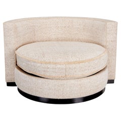 Oversized Swivel Lounge Chair in Oatmeal Chenille, Sourced by Alberto Pinto