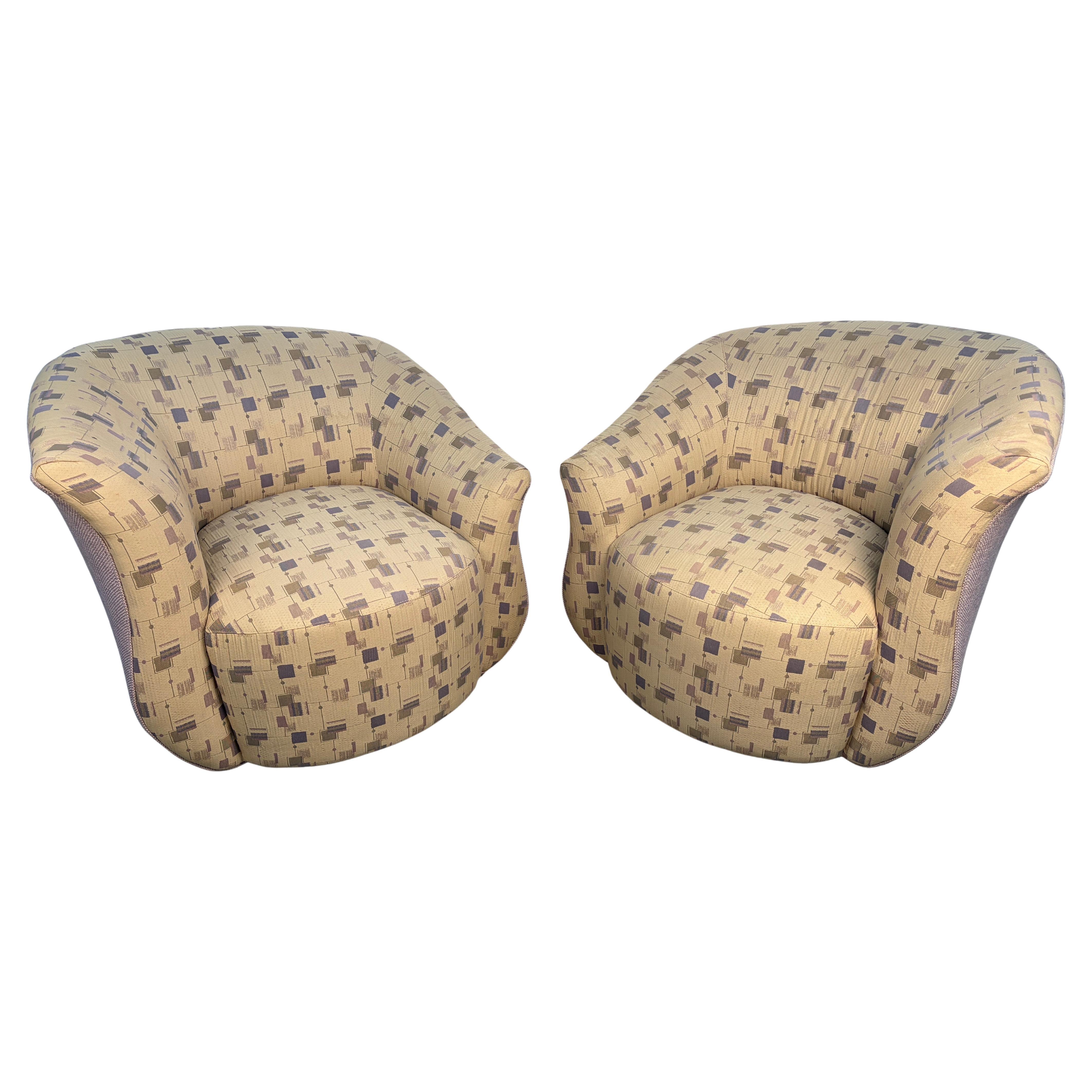 Oversized Swivel Lounge Chairs By Weiman For Sale