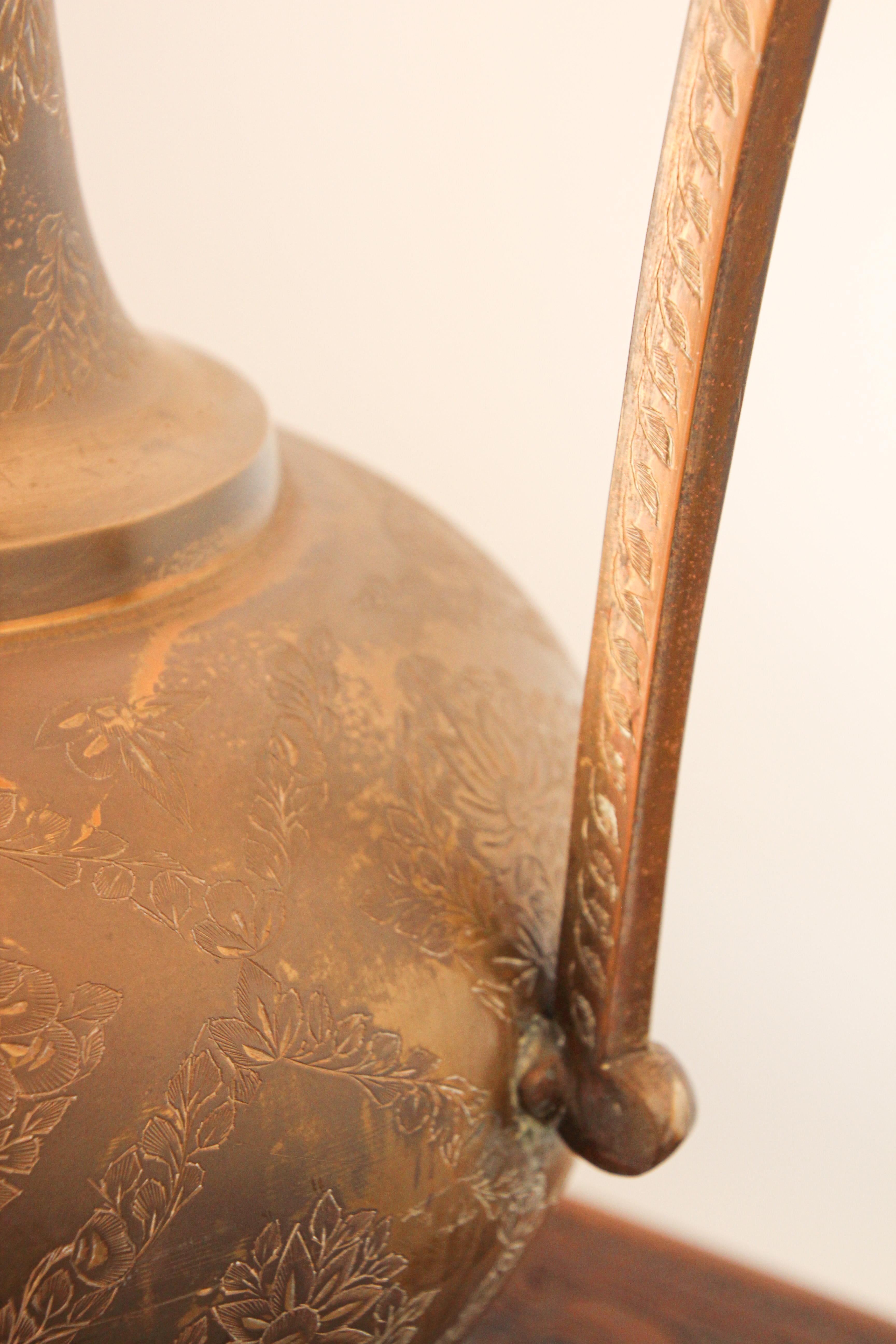 Oversized Tall Moorish Mughal Indian Brass Ewer For Sale 1