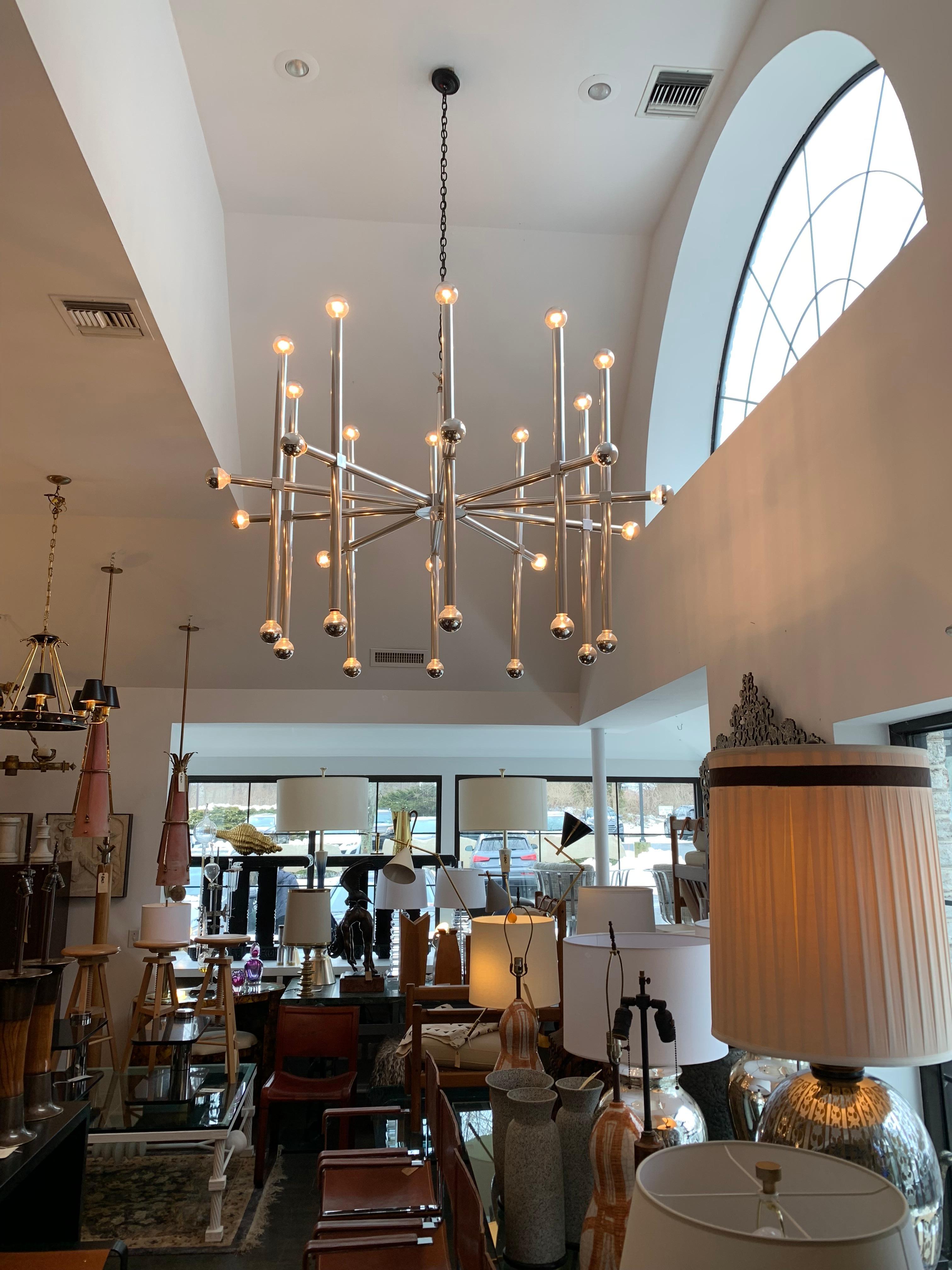 Massive Ten-Arm Aluminum Chandelier with 30 Lights by John Vesey In Good Condition In East Hampton, NY