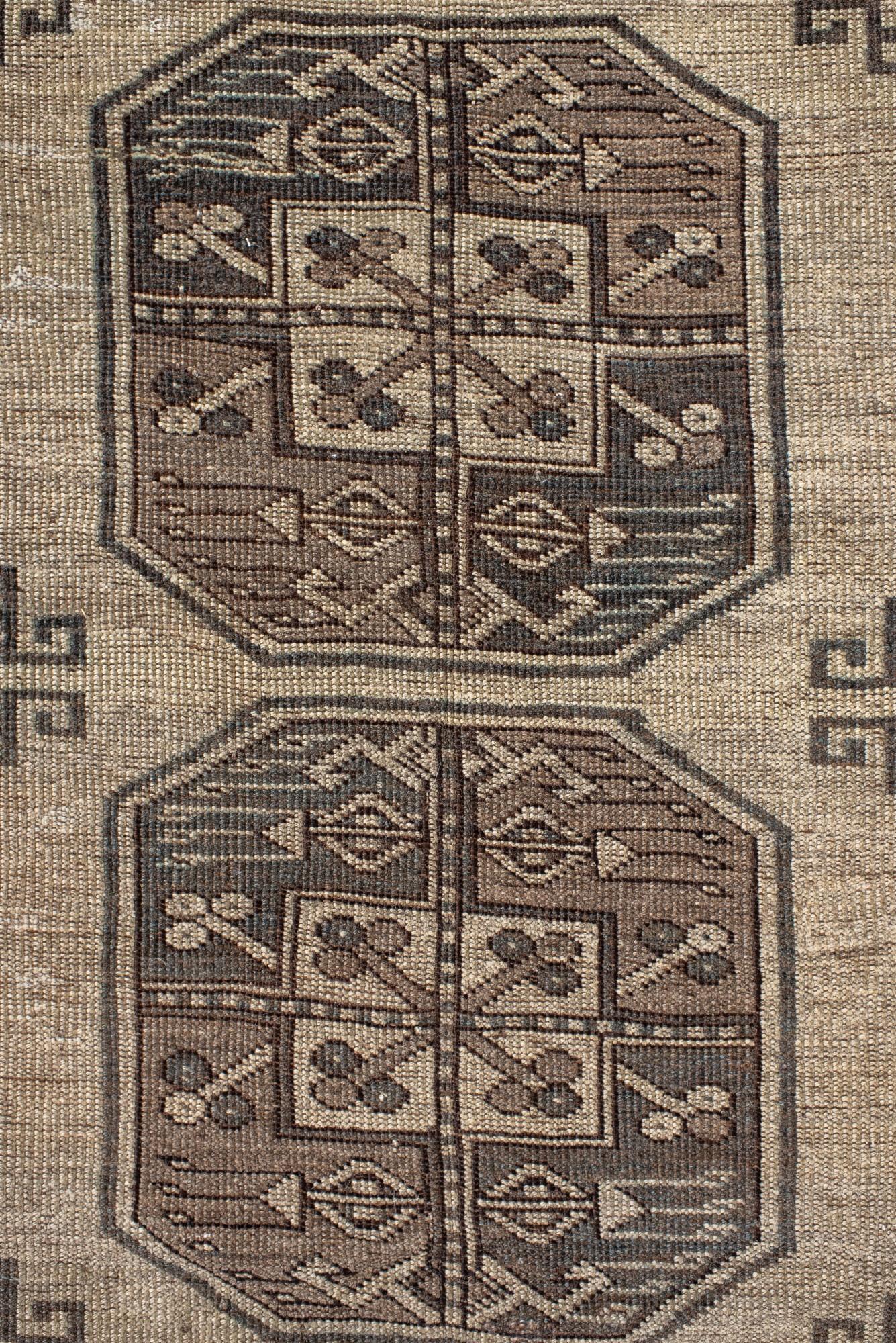 Oversized Traditional Afghan Rug in Taupe and Espresso In New Condition For Sale In New York, NY