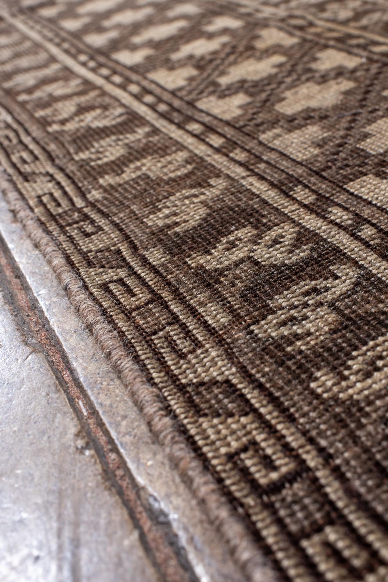 Oversized Traditional Afghan Rug in Taupe and Espresso For Sale 1