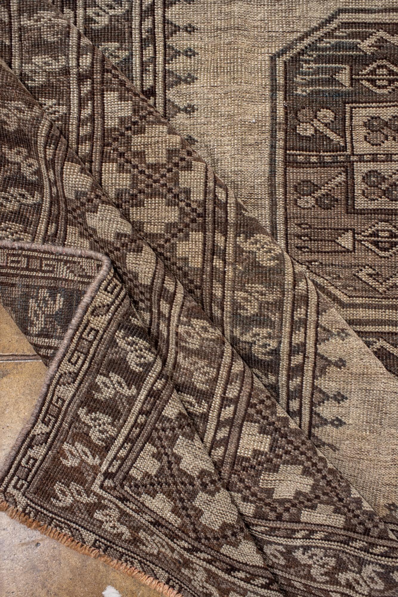Oversized Traditional Afghan Rug in Taupe and Espresso For Sale 2