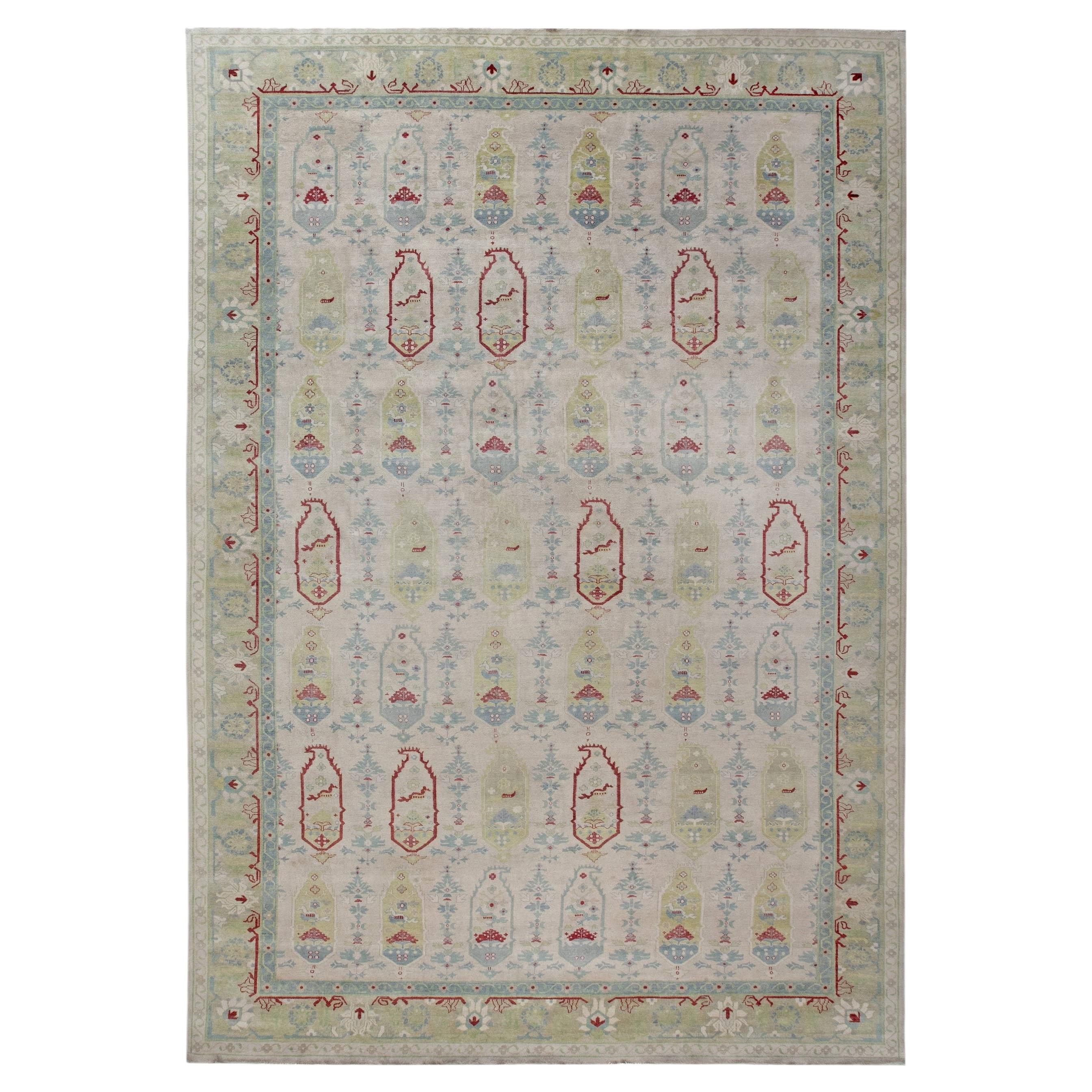 Oversized Traditional-Style Oushak Beige Rug "Coralvine" by Doris Leslie Blau