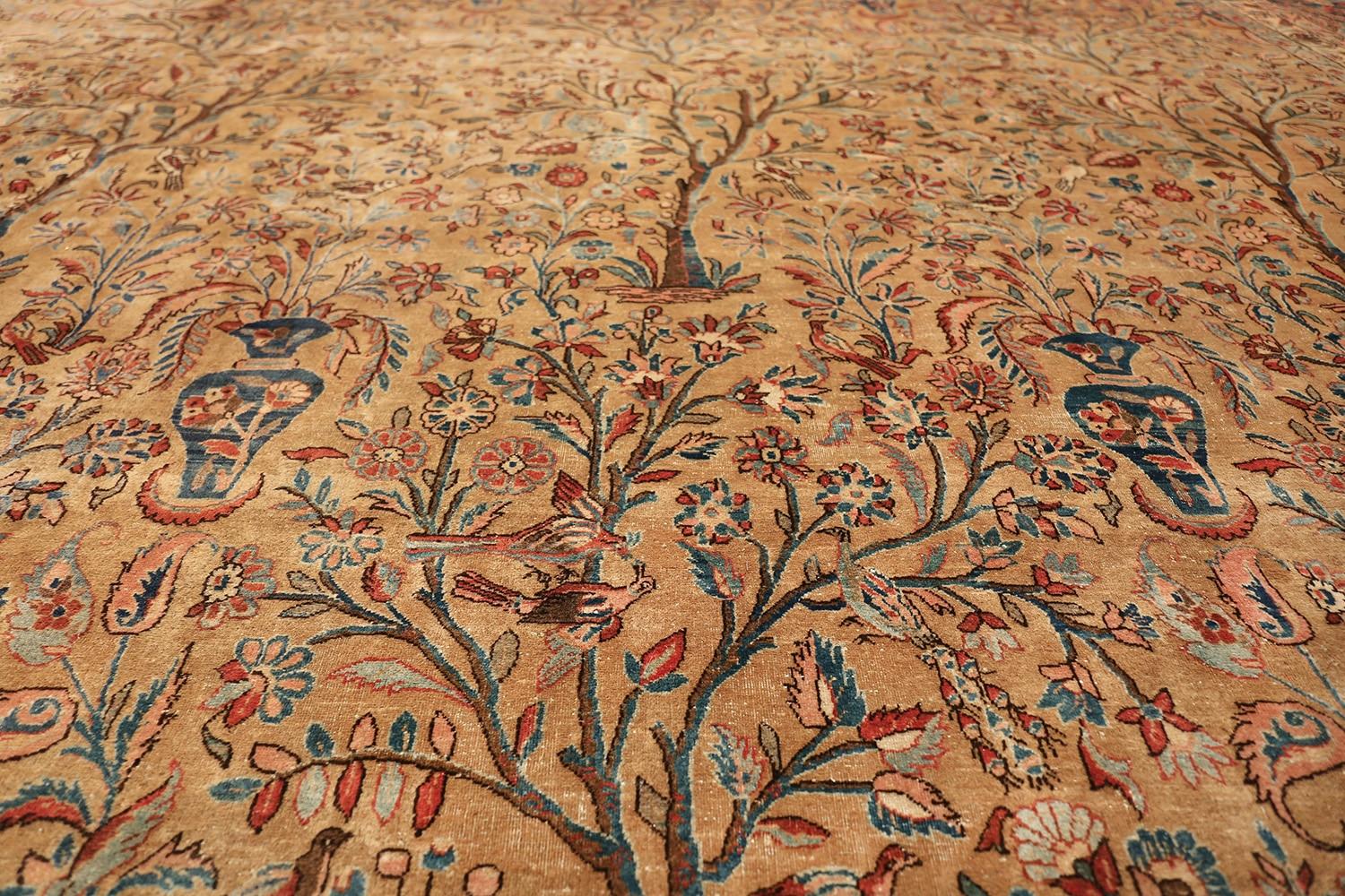 Wool Tree of Life Design Antique Persian Kashan Rug. 13' 8