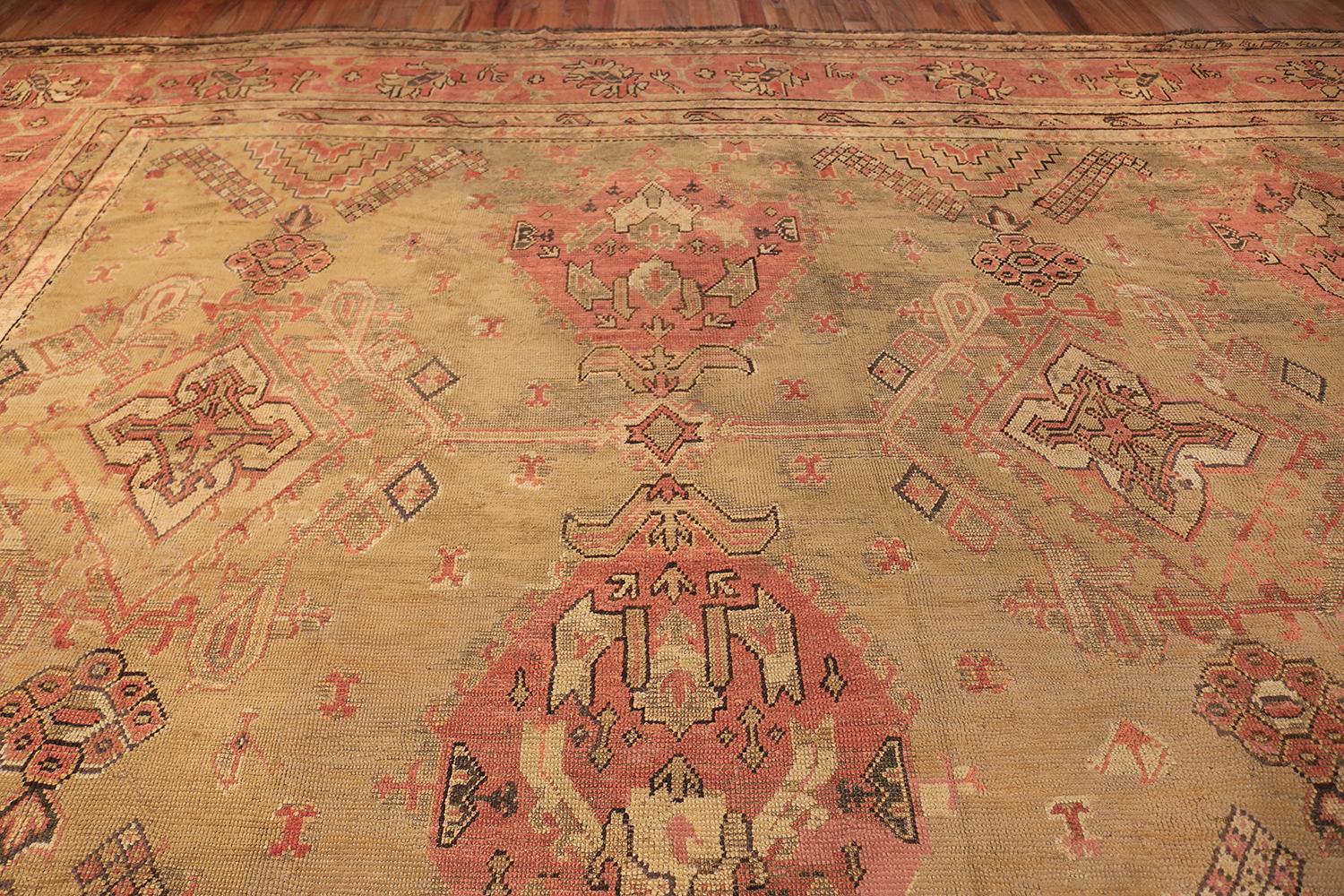 Hand-Knotted Antique Turkish Oushak Rug. Size: 16 ft 3 in x 24 ft 7 in  For Sale