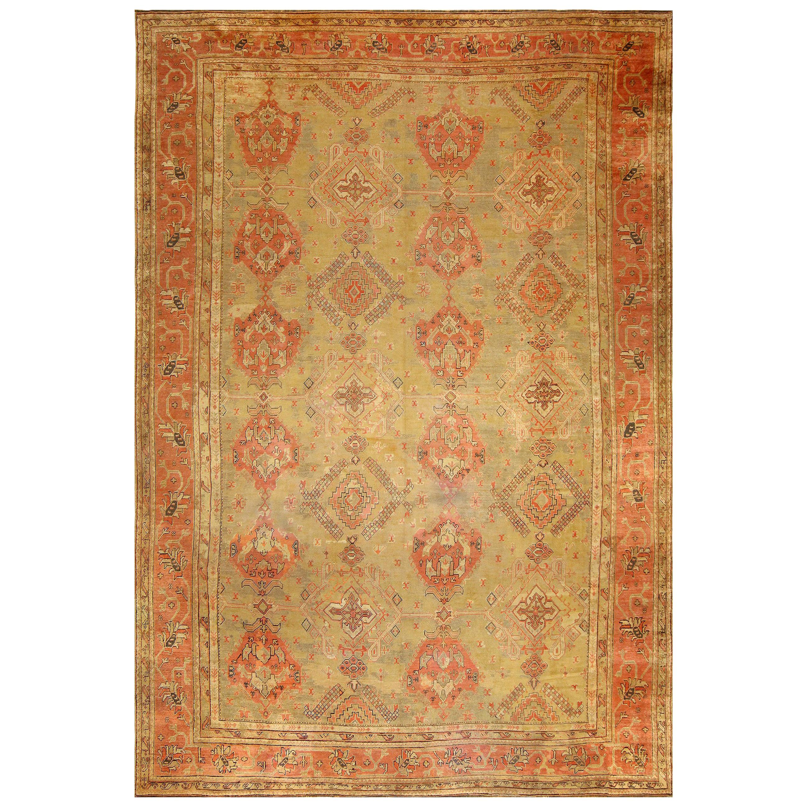 Antique Turkish Oushak Rug. Size: 16 ft 3 in x 24 ft 7 in  For Sale