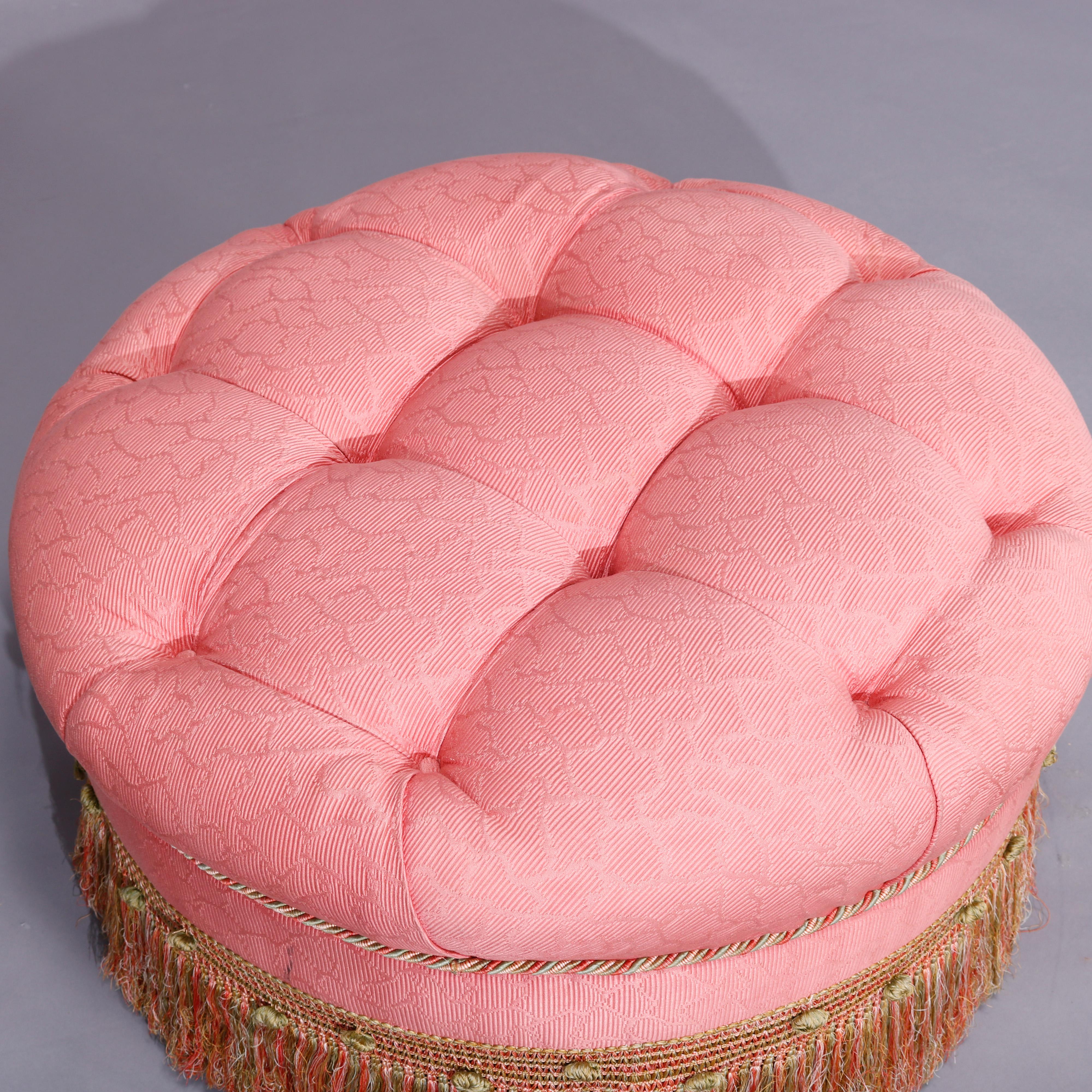 Upholstery Oversized Tufted Upholstered Round Ottoman 20th C