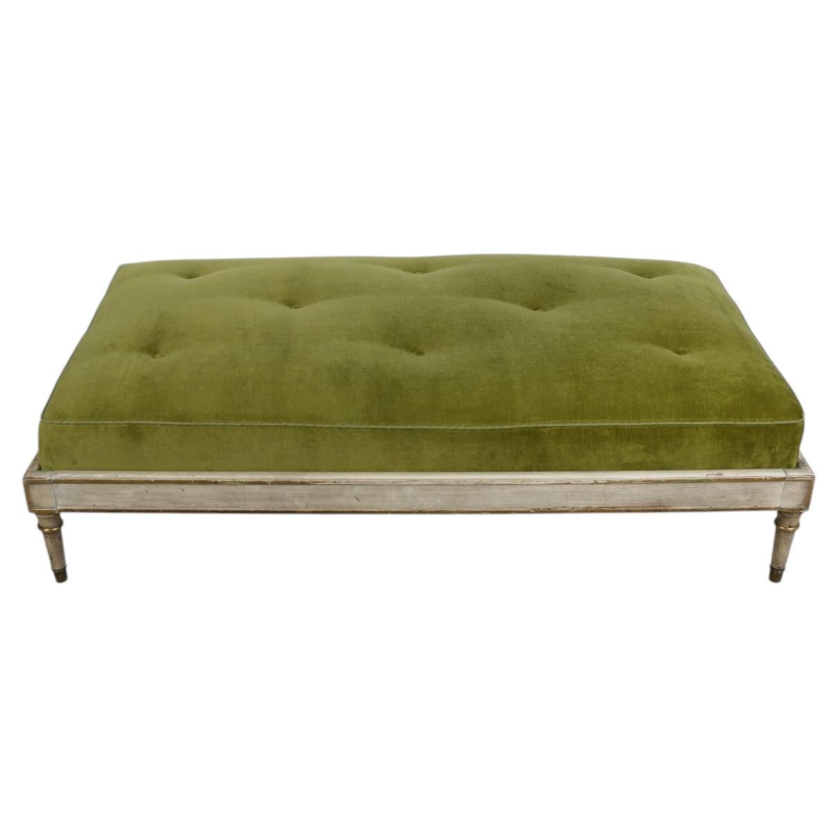 Oversized Tufted Velvet Ottoman With Gilt Details