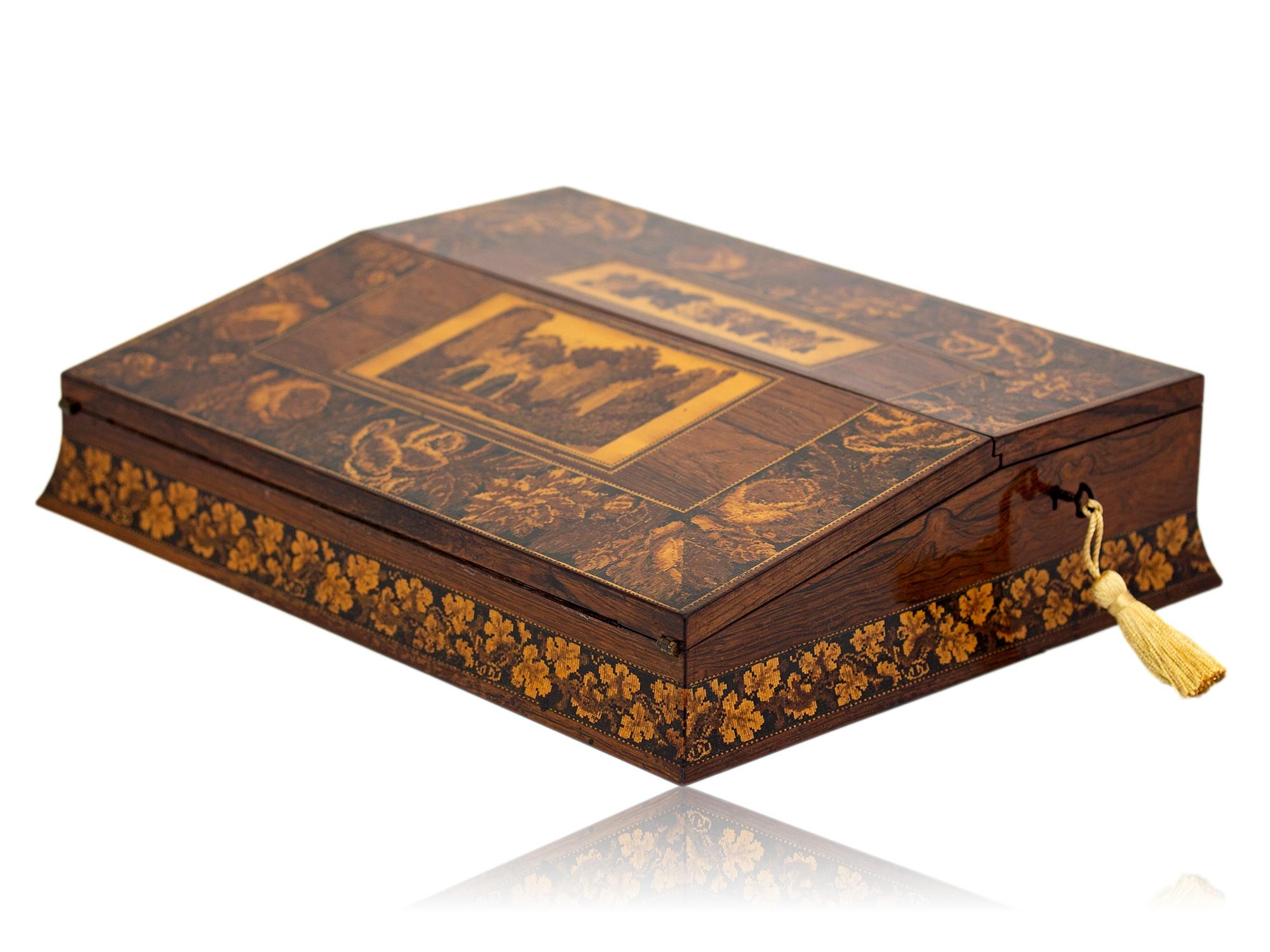 Pendiente de escritura sobredimensionada Tunbridge Ware Alto victoriano