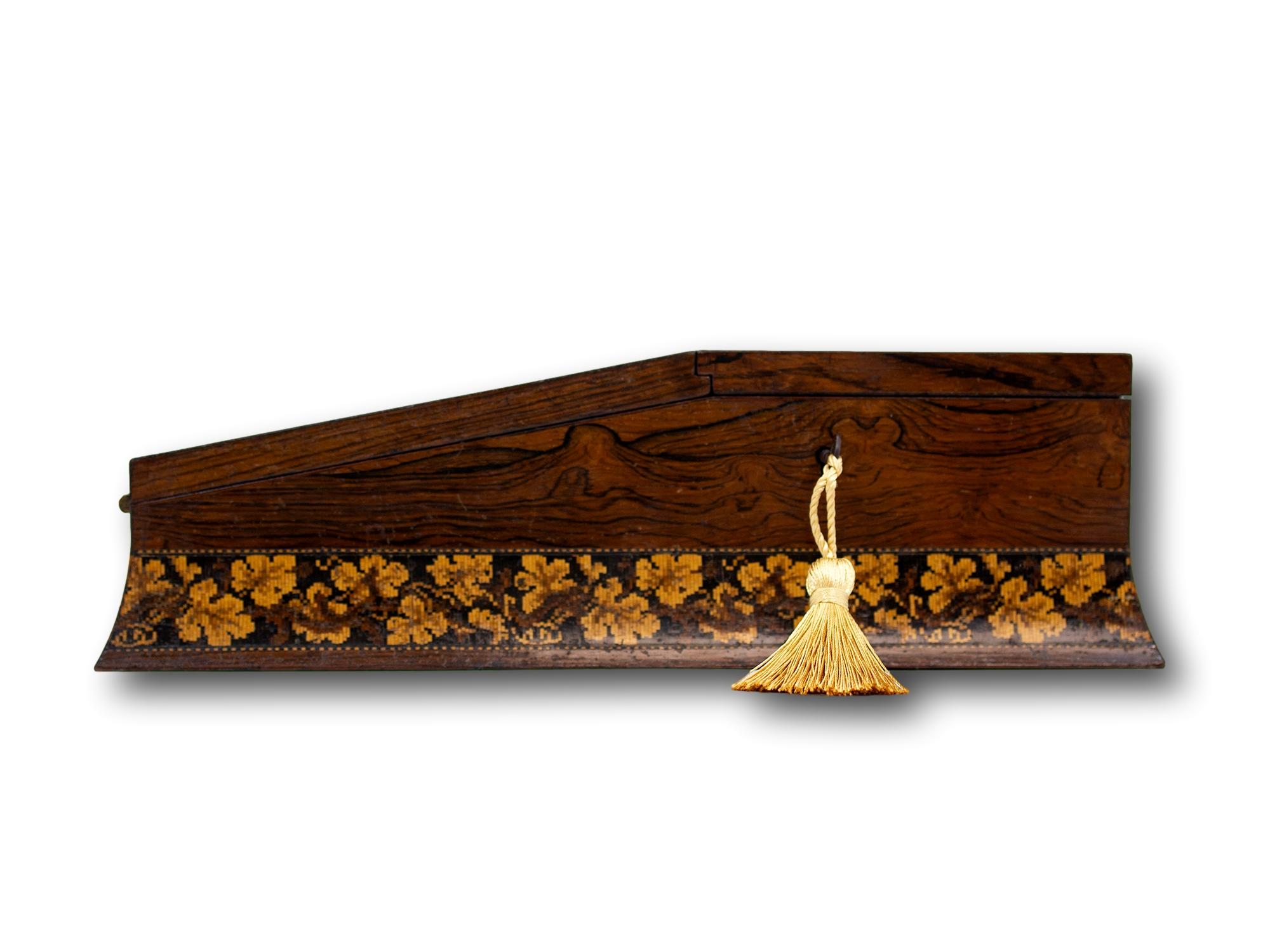 Hand-Carved Oversized Tunbridge Ware Writing Slope For Sale