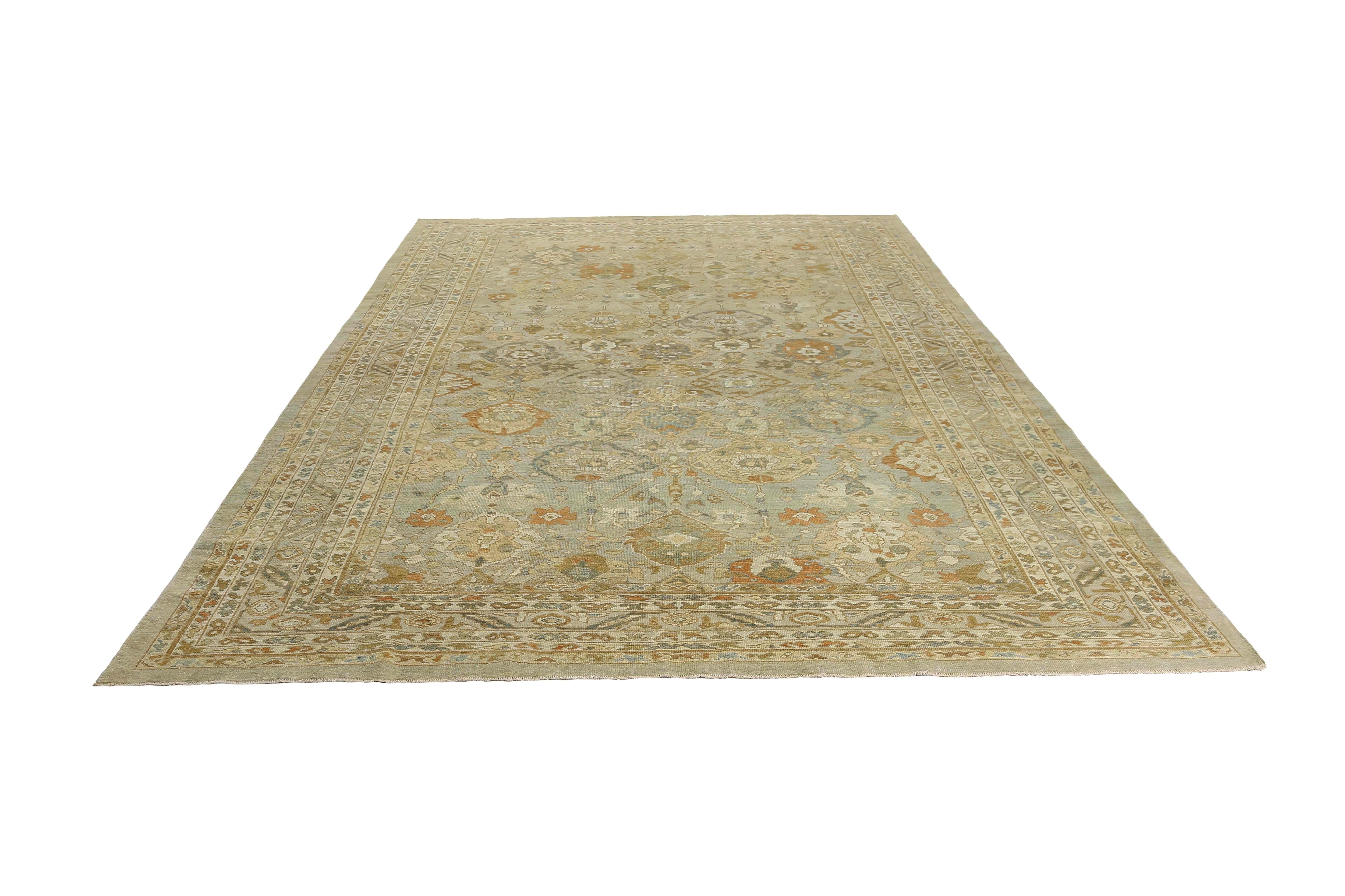 Afghanistan Sultanabad-Teppiche Circa 1990 - Wolle Elfenbein Design - 95546 im Zustand „Hervorragend“ im Angebot in Dallas, TX
