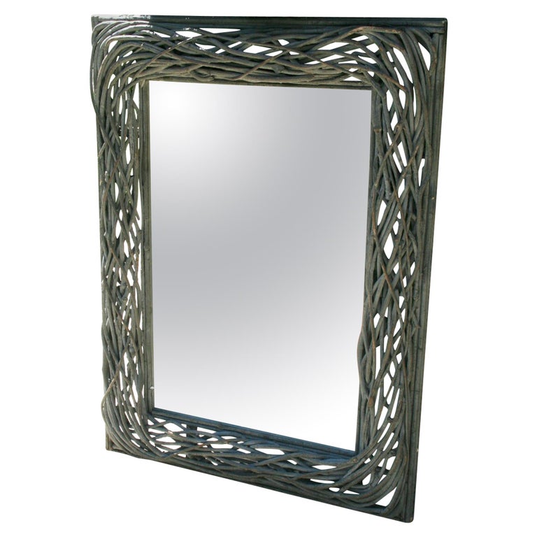 Oversized Twig Mirror with Beveled Glass For Sale