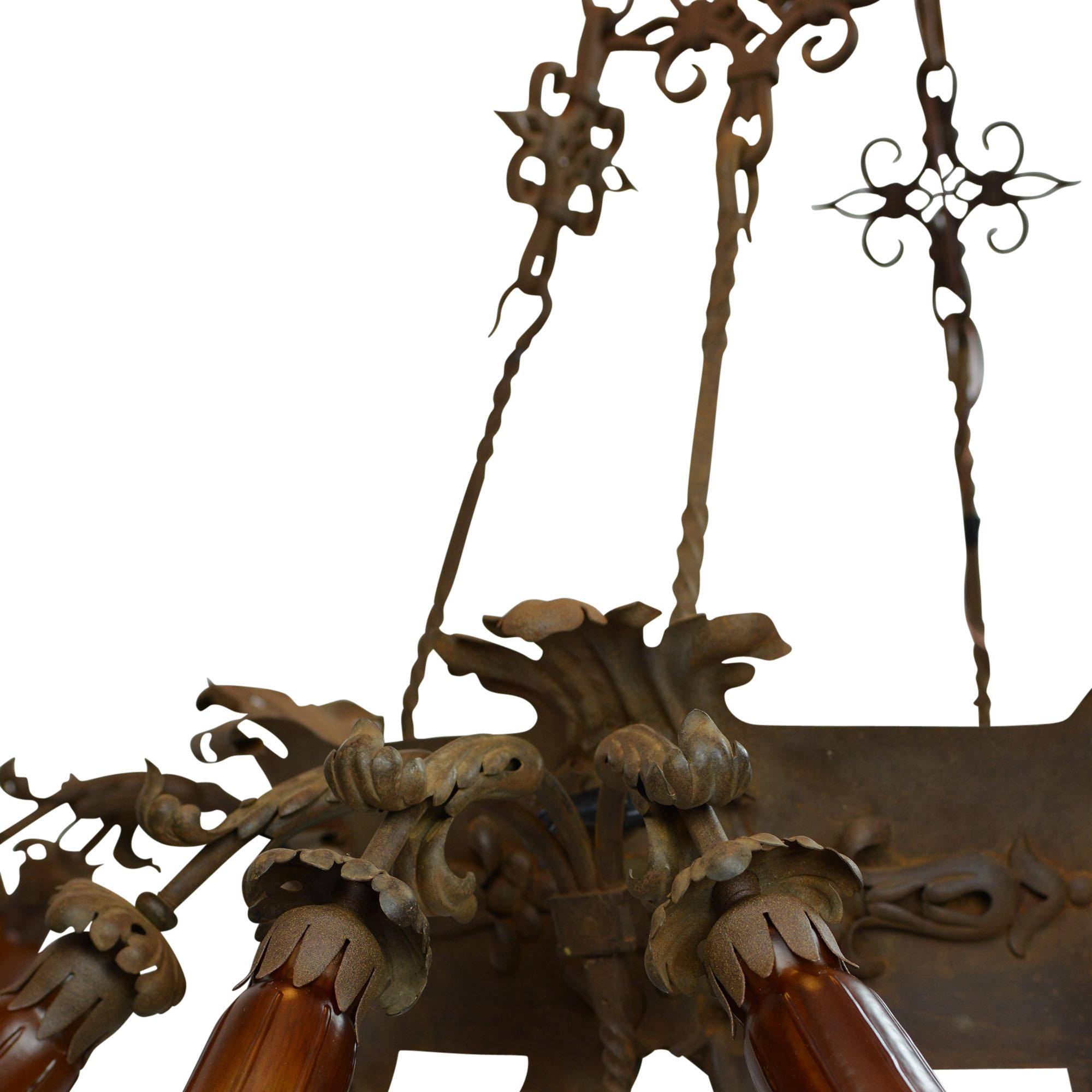 20th Century Oversized Unique Antique Metal Chandelier 16-Light Two-Tier For Sale