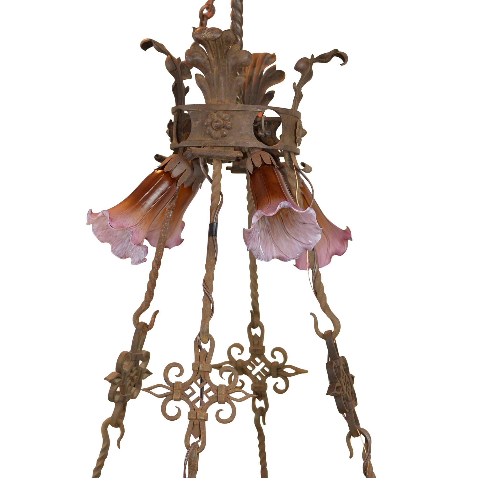 Oversized Unique Antique Metal Chandelier 16-Light Two-Tier For Sale 2