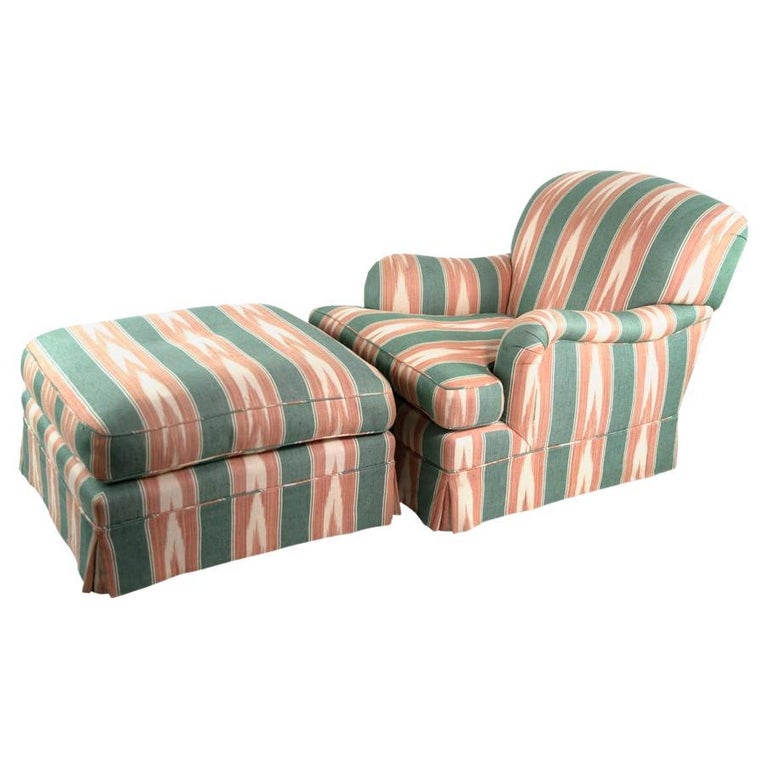 Oversized Upholstered Armchair and Ottoman For Sale at 1stDibs
