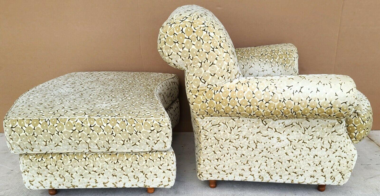 Italian Lounge Chair & Ottoman Oversized Velvet Slip Covered by Alivar Italy