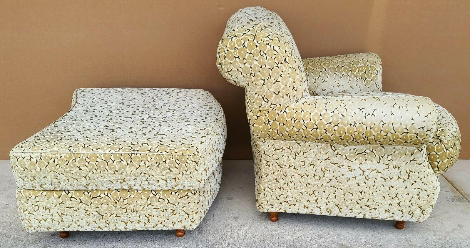 20th Century Lounge Chair & Ottoman Oversized Velvet Slip Covered by Alivar Italy