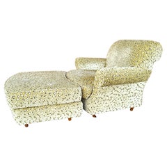 Retro Lounge Chair & Ottoman Oversized Velvet Slip Covered by Alivar Italy