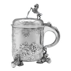 Rafraîchisseur à vin ou carafe surdimensionnée en argent sterling ancien de l'époque victorienne par Elkington