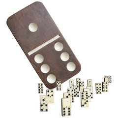 Oversized Vintage Advertising Gaming Carved Oak Domino