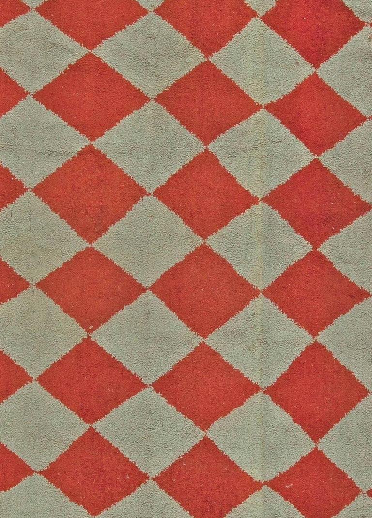 Oversized Vintage American Red Beige Diamond Design Rag Rug by Doris ...