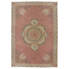 Oversized Vintage Aubusson Rug, Elegant Medallion and Swan Motifs - Rug & Kilim