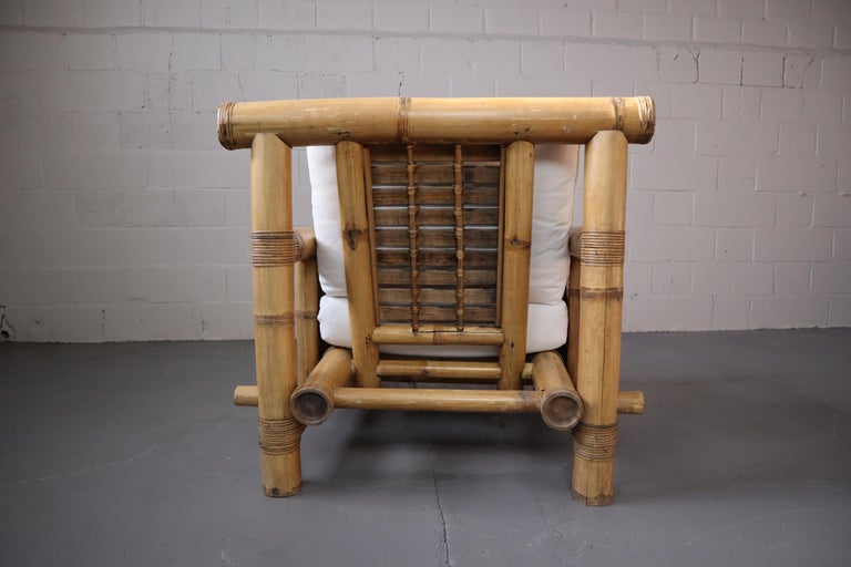 Oversized Vintage Bamboo Lounge Chairs , 1980's Philippines, Set of