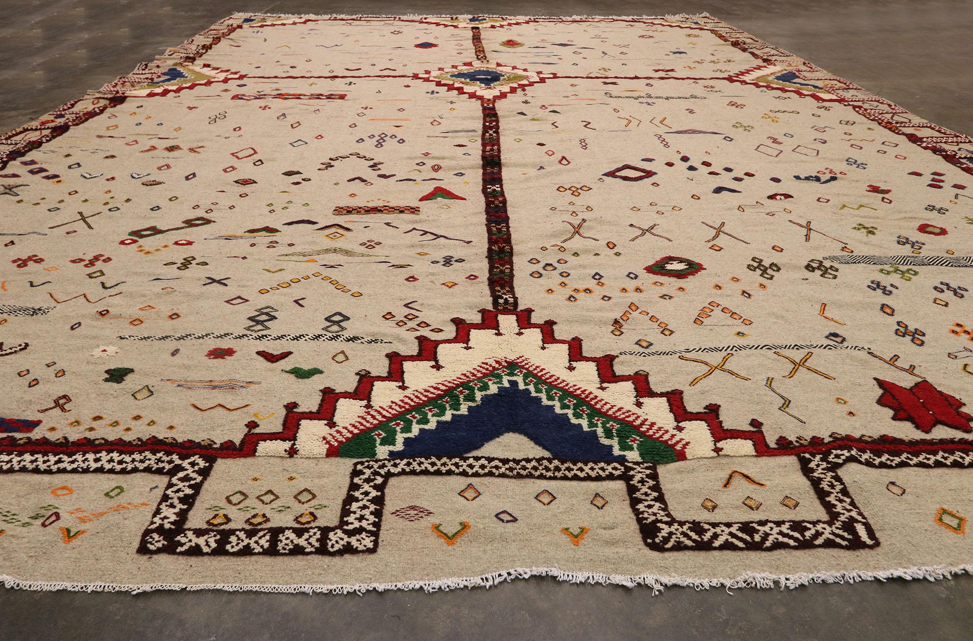 20th Century Vintage Berber Glaoui High-Low Souf Moroccan Rug For Sale