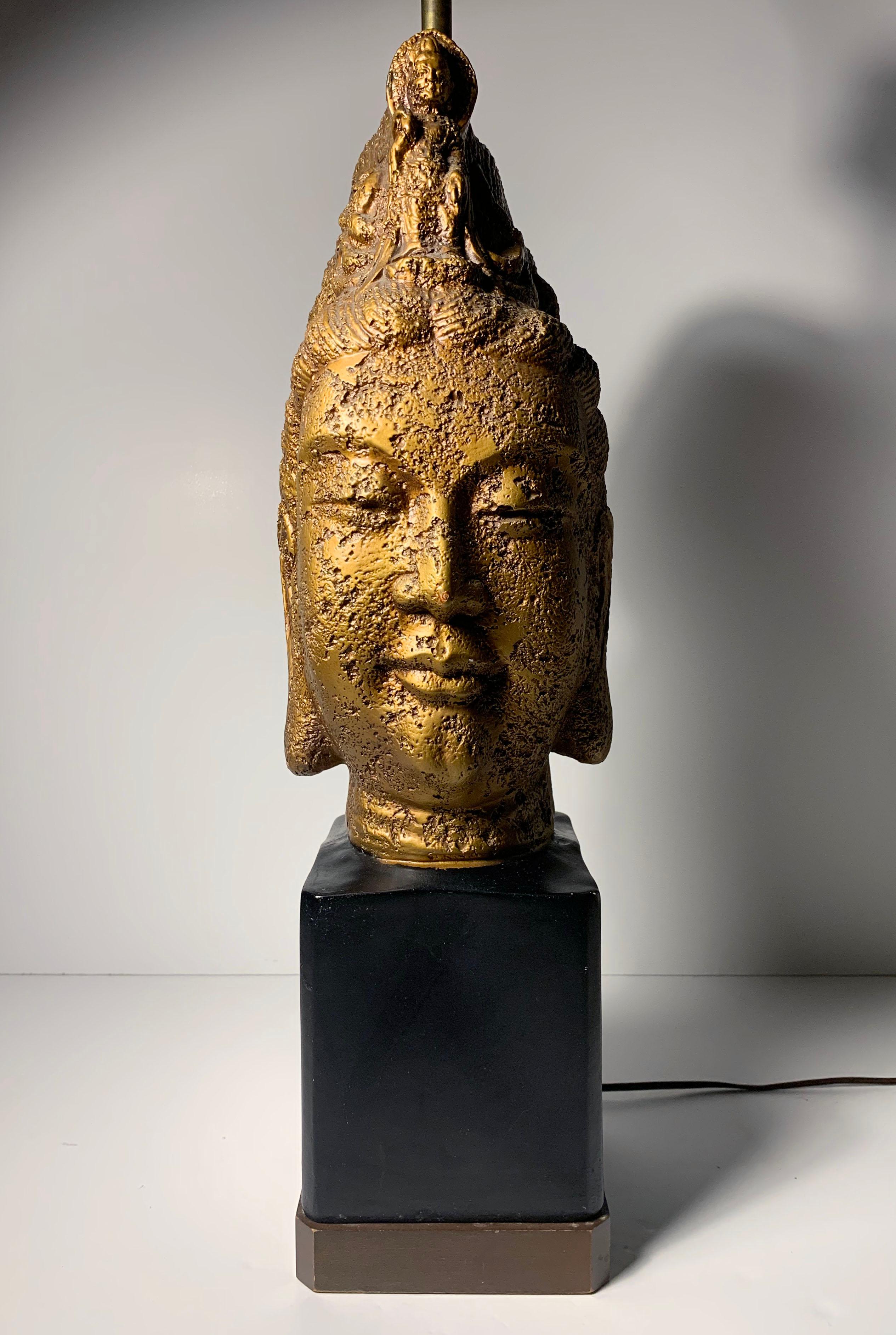 Mid-Century Modern Oversized Vintage Buddha Head Lamp For Sale