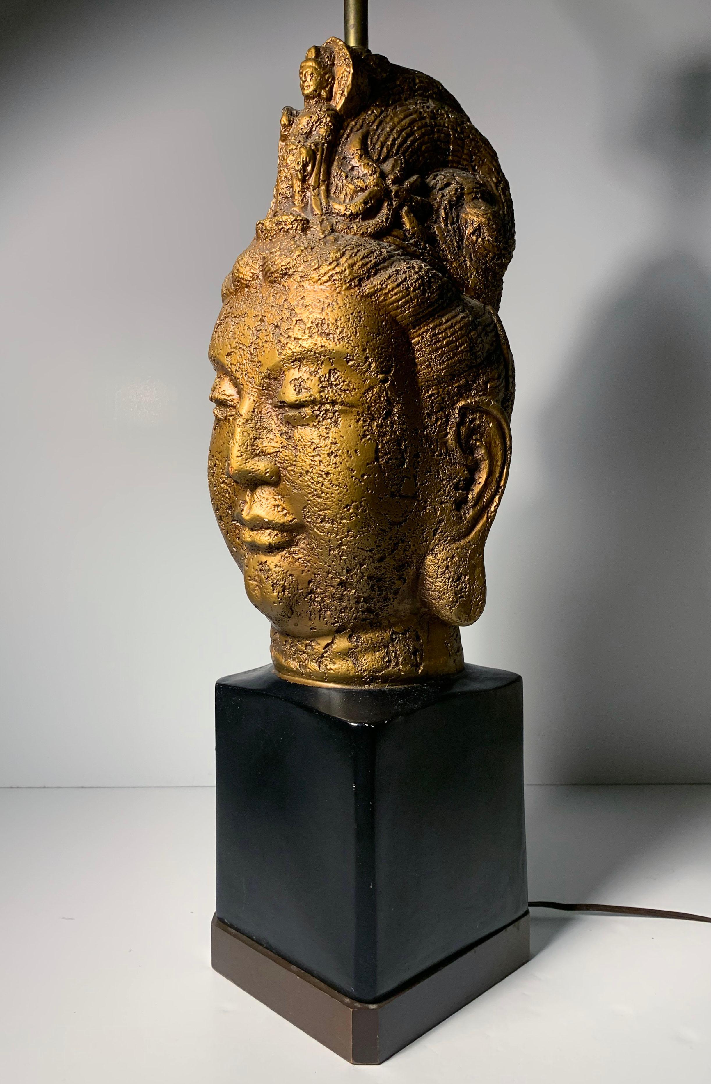 American Oversized Vintage Buddha Head Lamp For Sale