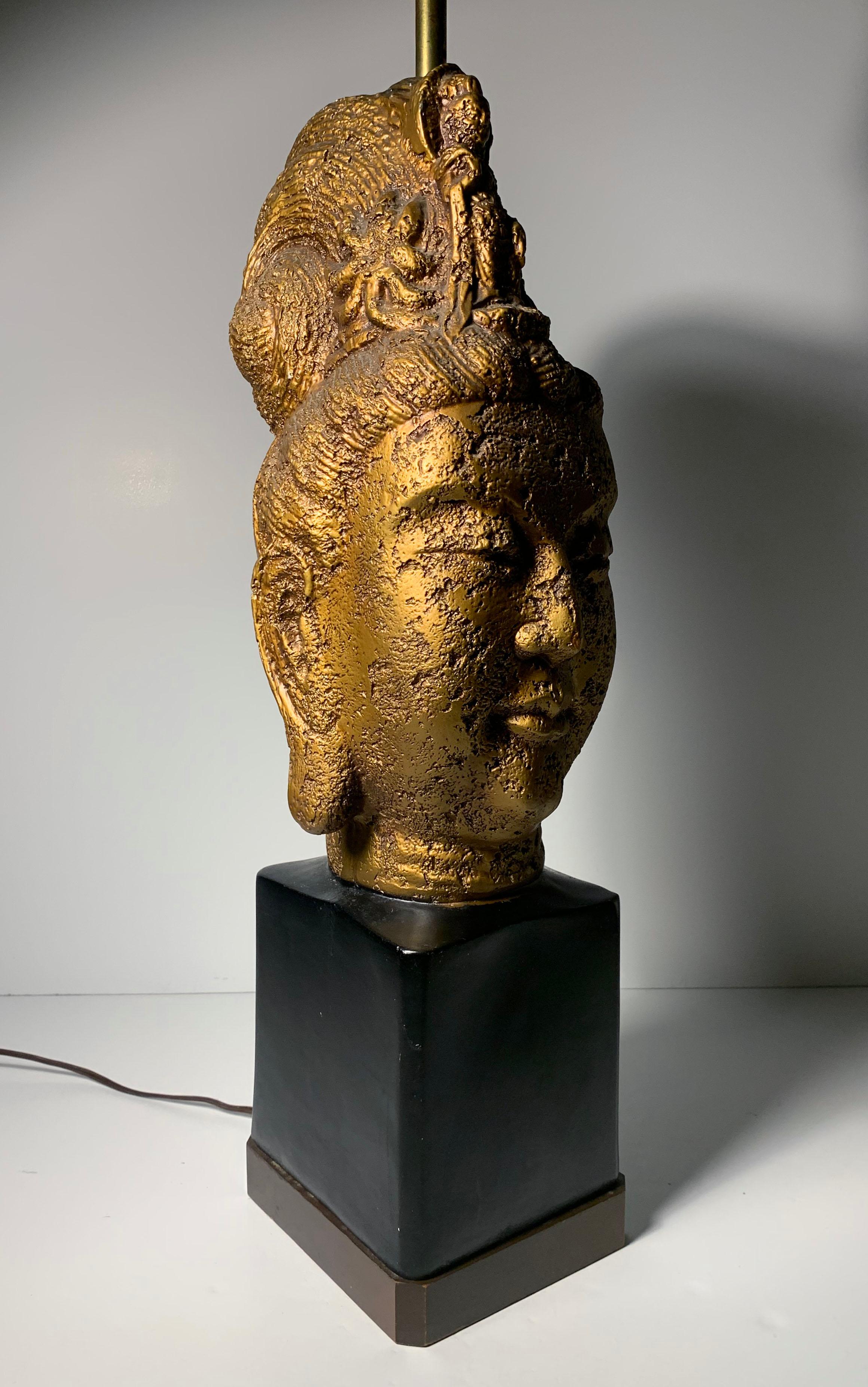 Ceramic Oversized Vintage Buddha Head Lamp For Sale
