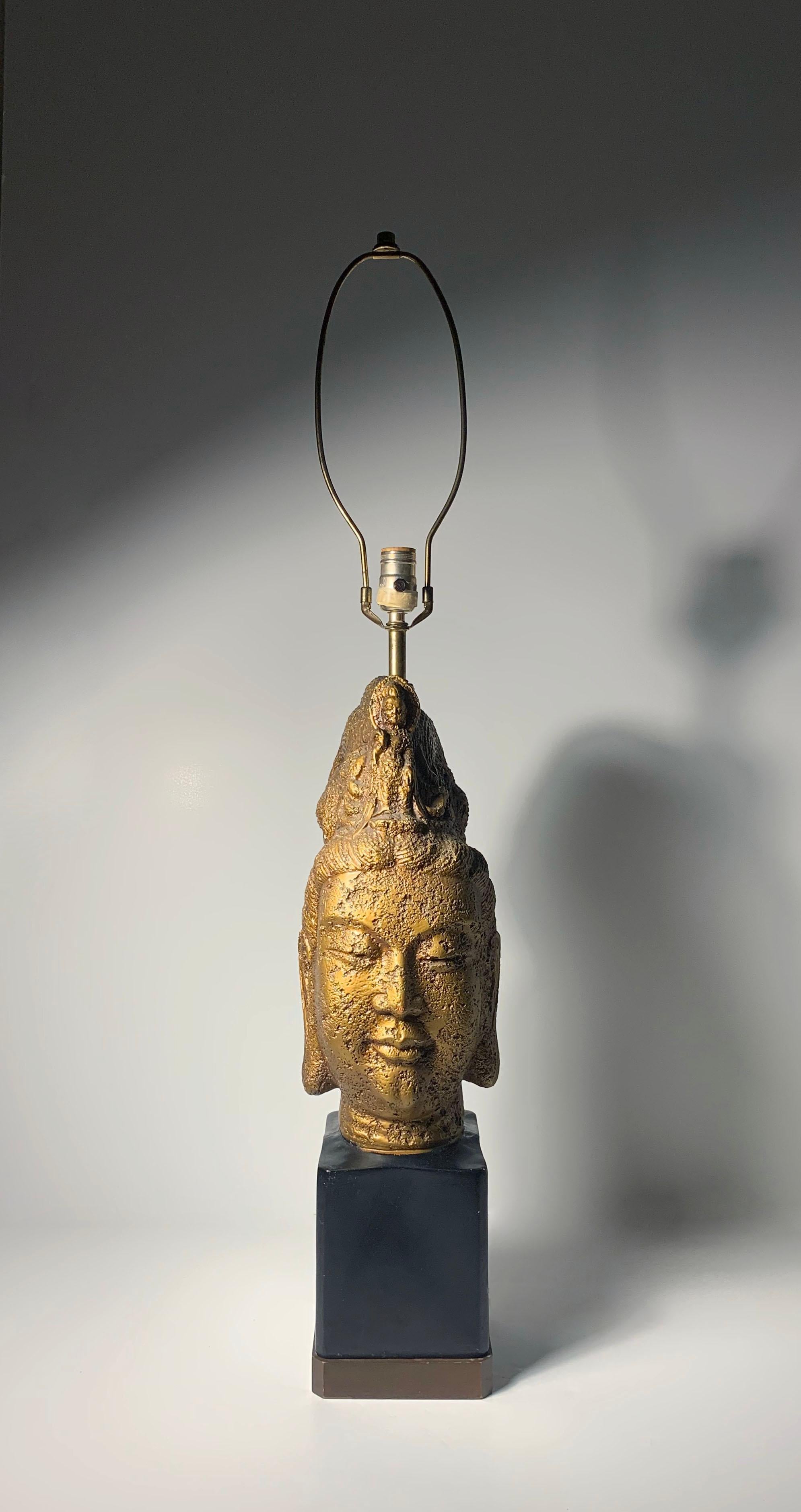 Oversized Vintage Buddha Head Lamp For Sale 2
