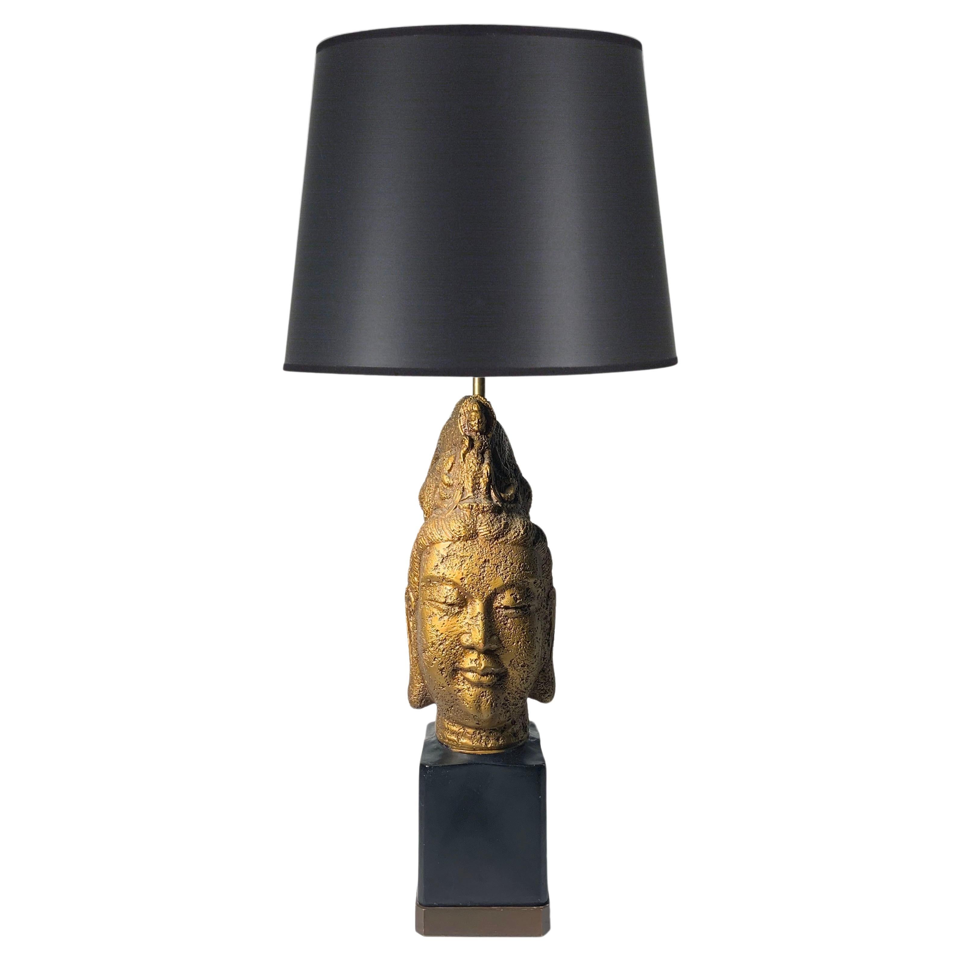 Oversized Vintage Buddha Head Lamp For Sale