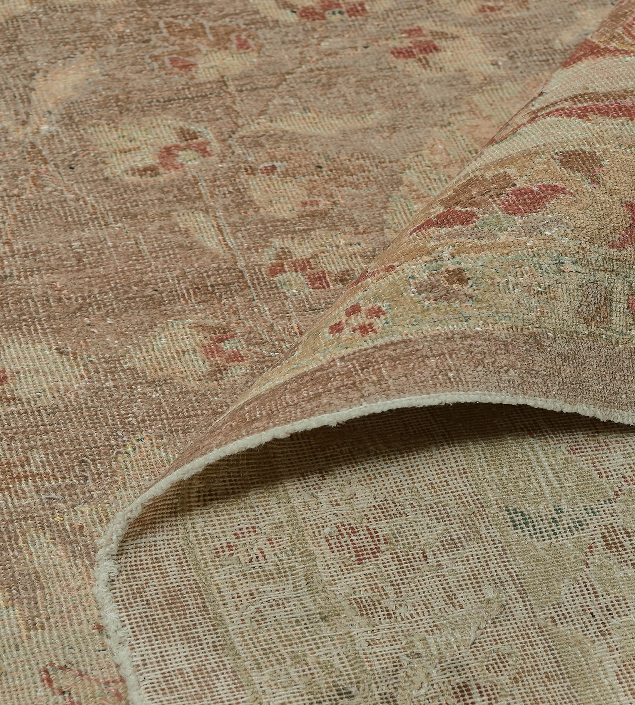 Übergroßer Perserteppich aus brauner Wolle mit Blumenmuster, Circa 1910 im Angebot 3