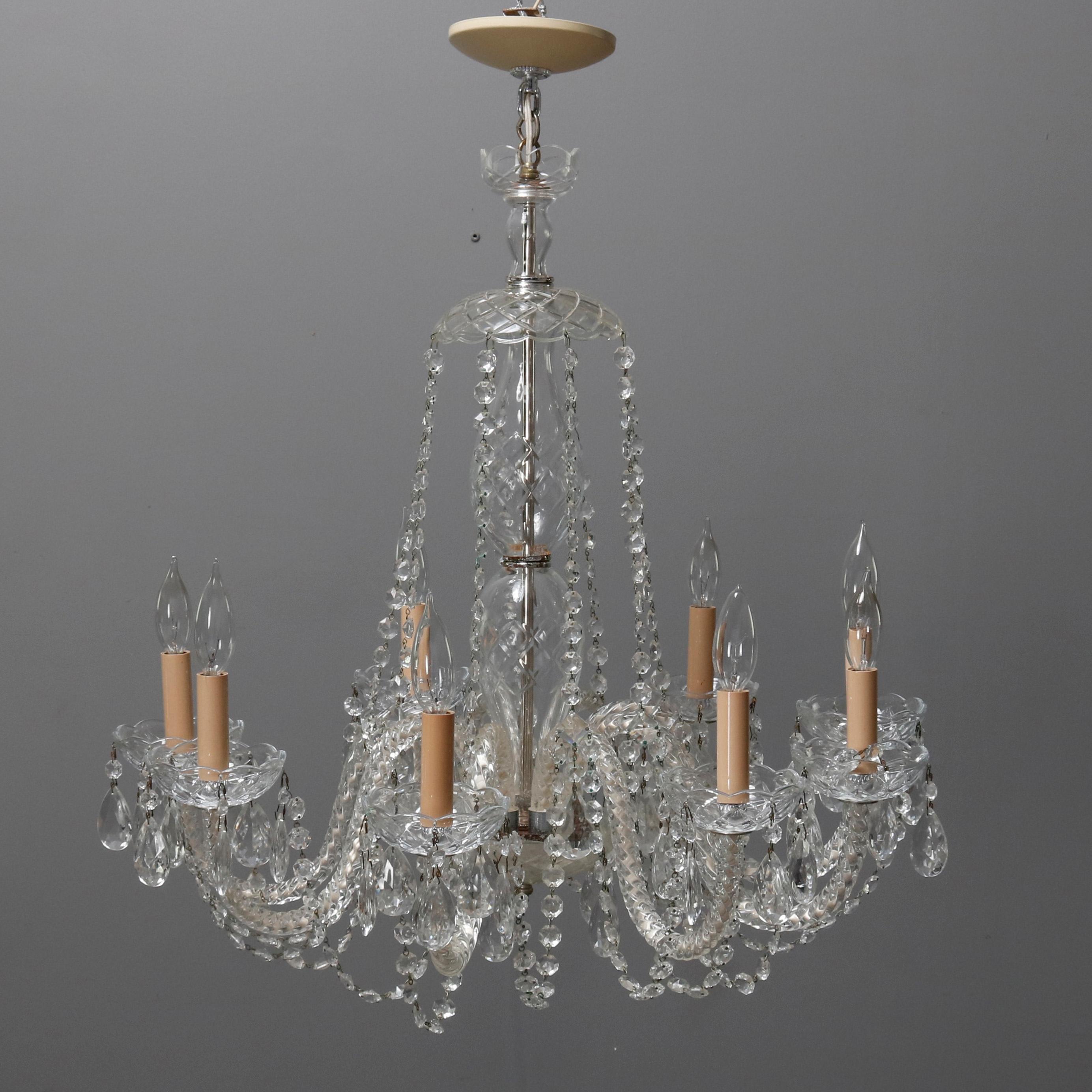 Français Lustre vintage surdimensionné à neuf lumières en forme de coupe et structure continentale, vers 1910 en vente