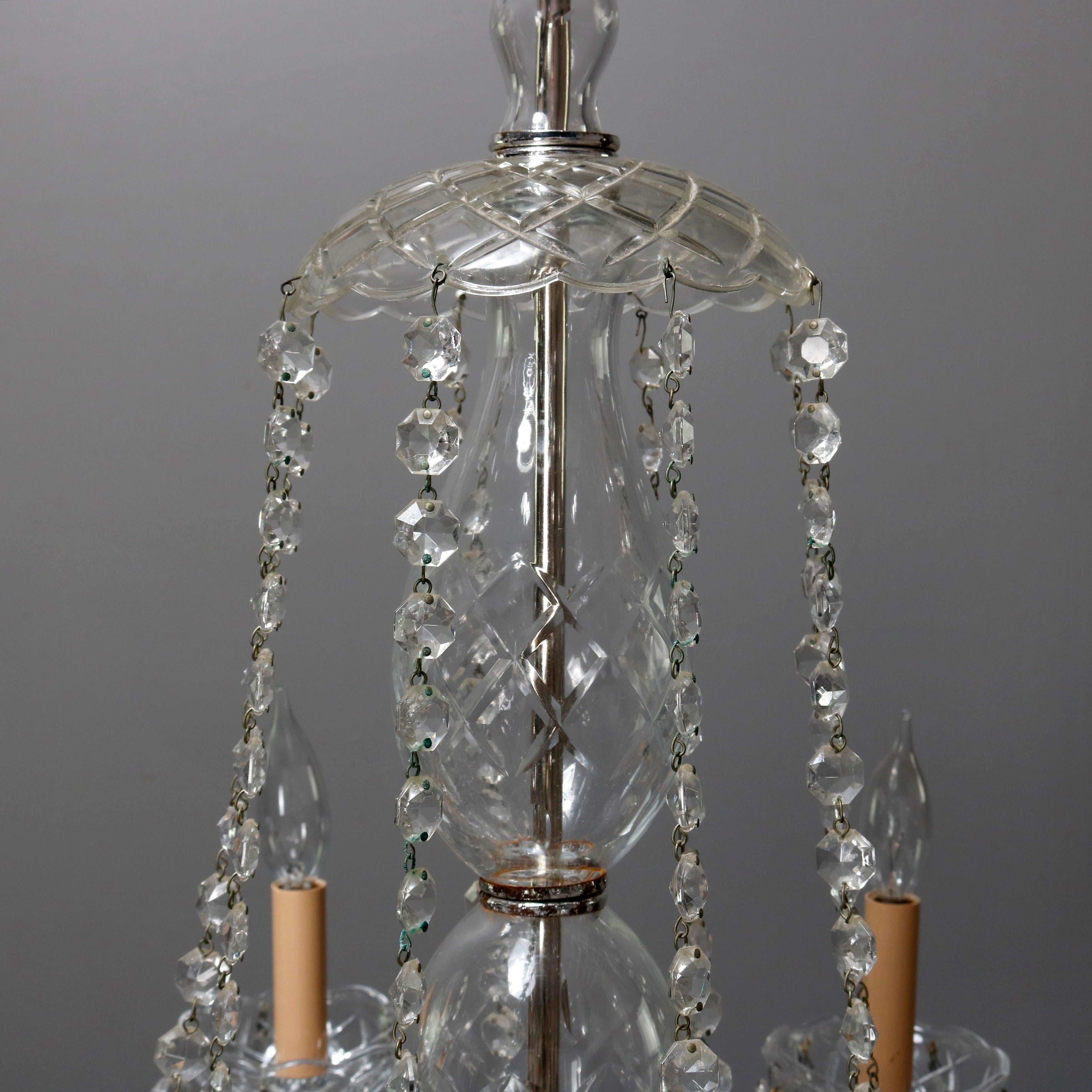 Oversized Vintage Continental Cut & Strung Nine-Light Chandelier, circa 1910 For Sale 2