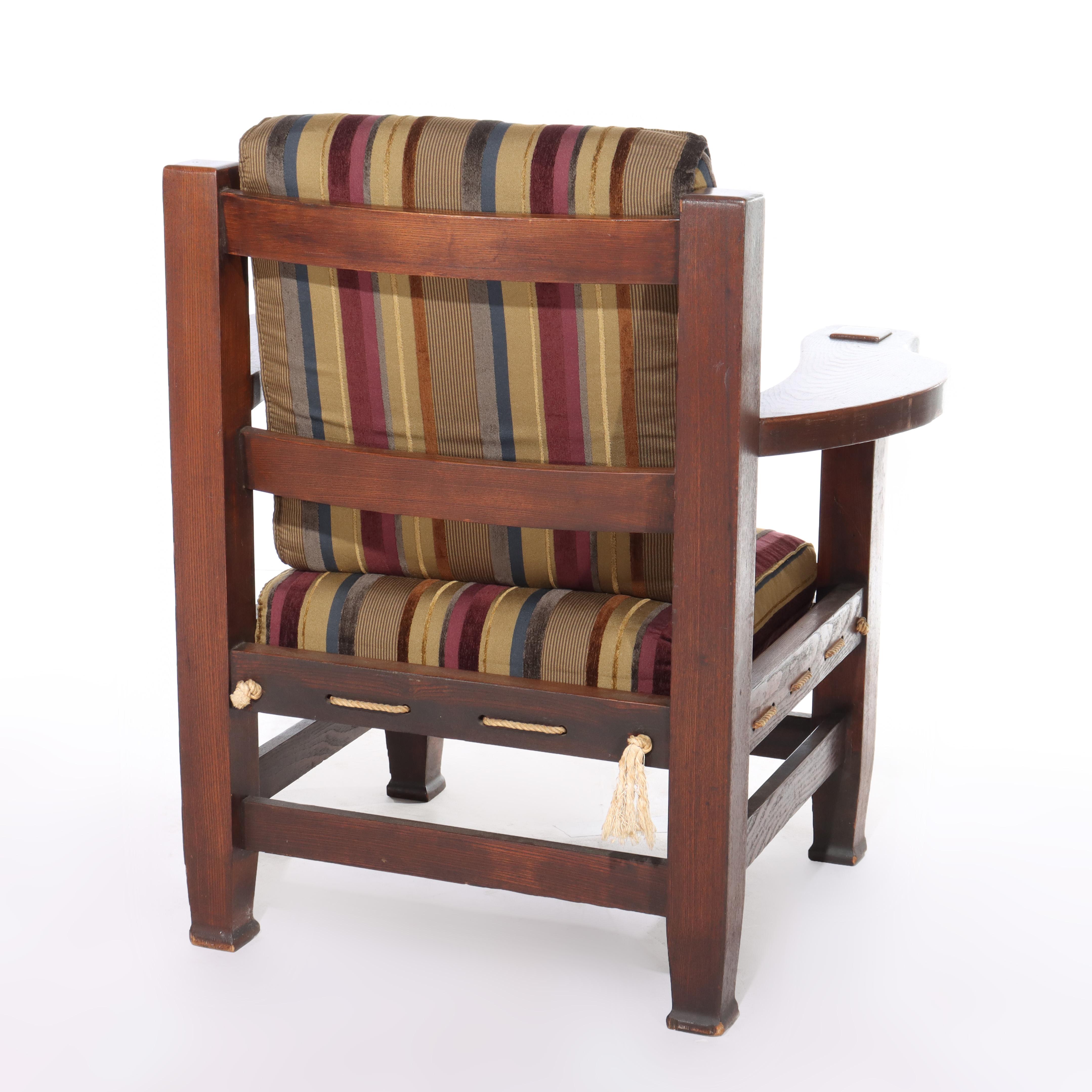 Sillón sobredimensionado Vintage Eastlake Stickley Style Mission Oak 20thC en venta 4