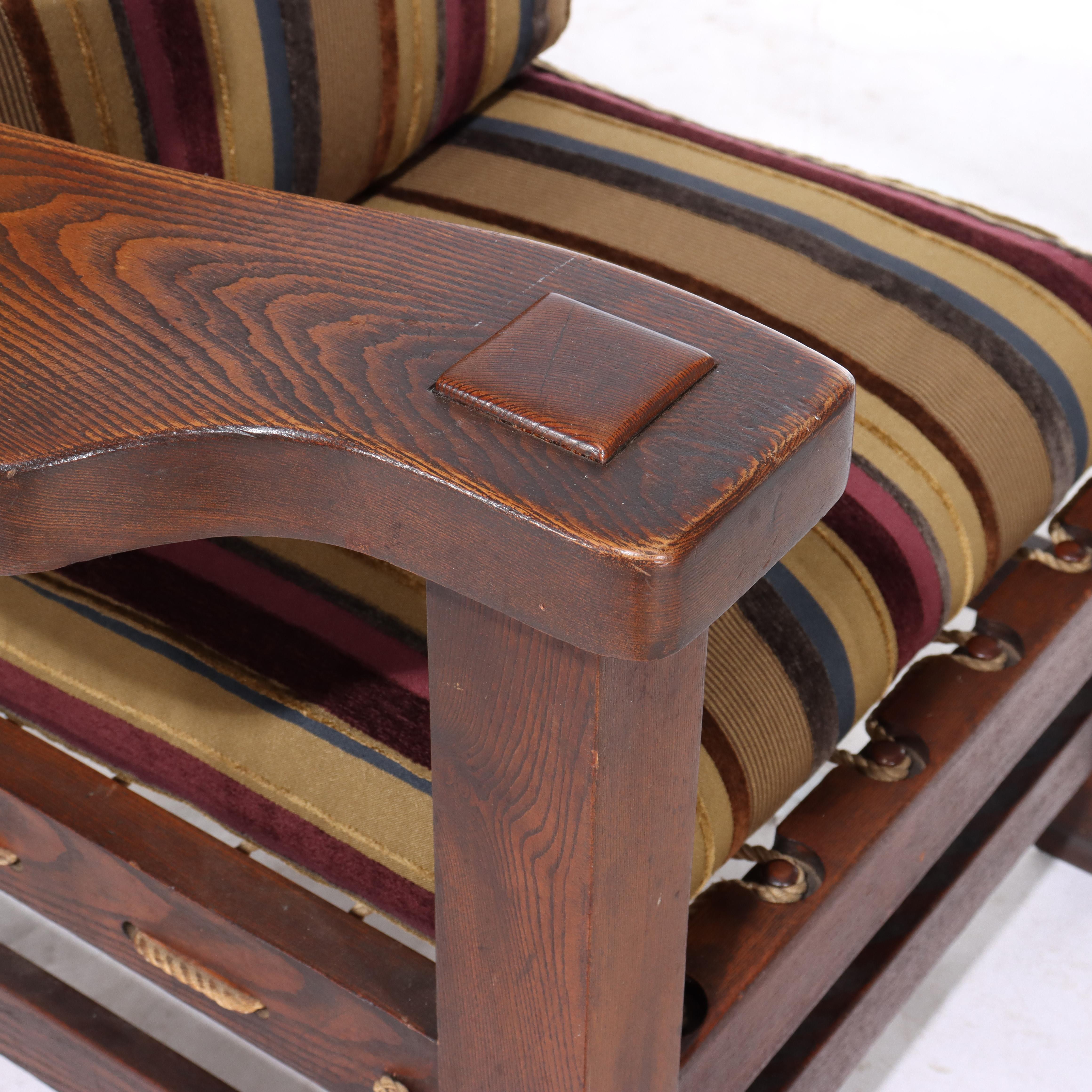 Sillón sobredimensionado Vintage Eastlake Stickley Style Mission Oak 20thC en venta 6